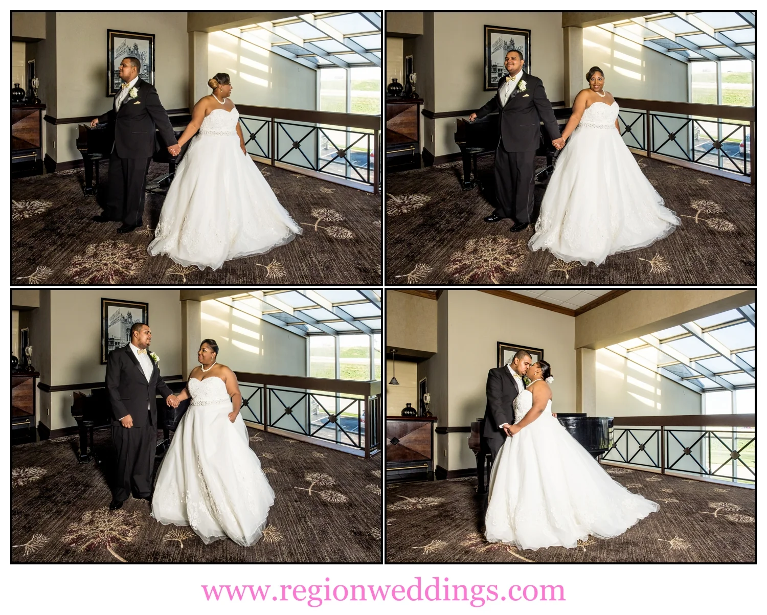 First look for the bride and groom at The Radisson in Merrillville.