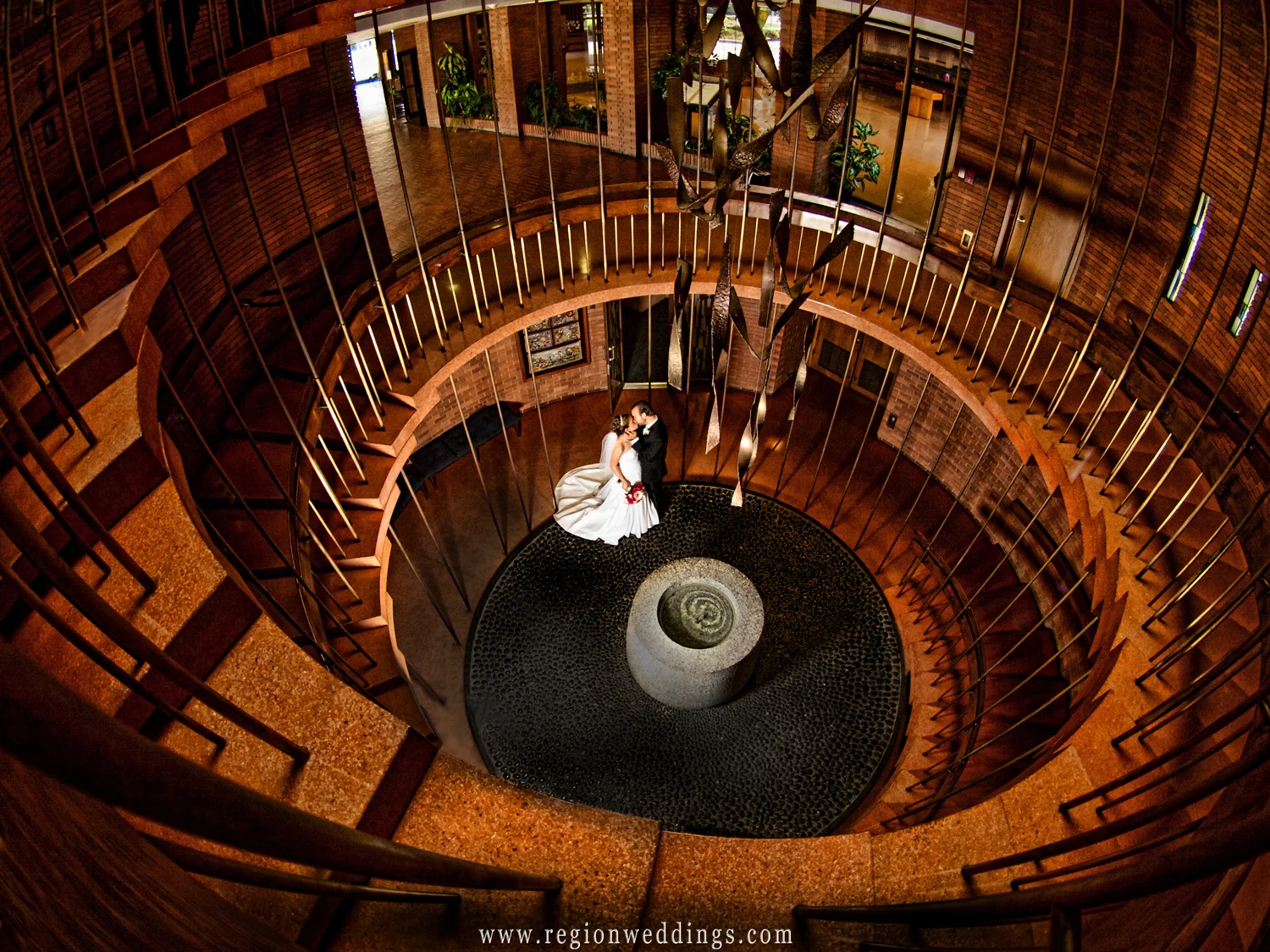 The spiral staircase at Valparaiso University's Chapel of the Resurrection.