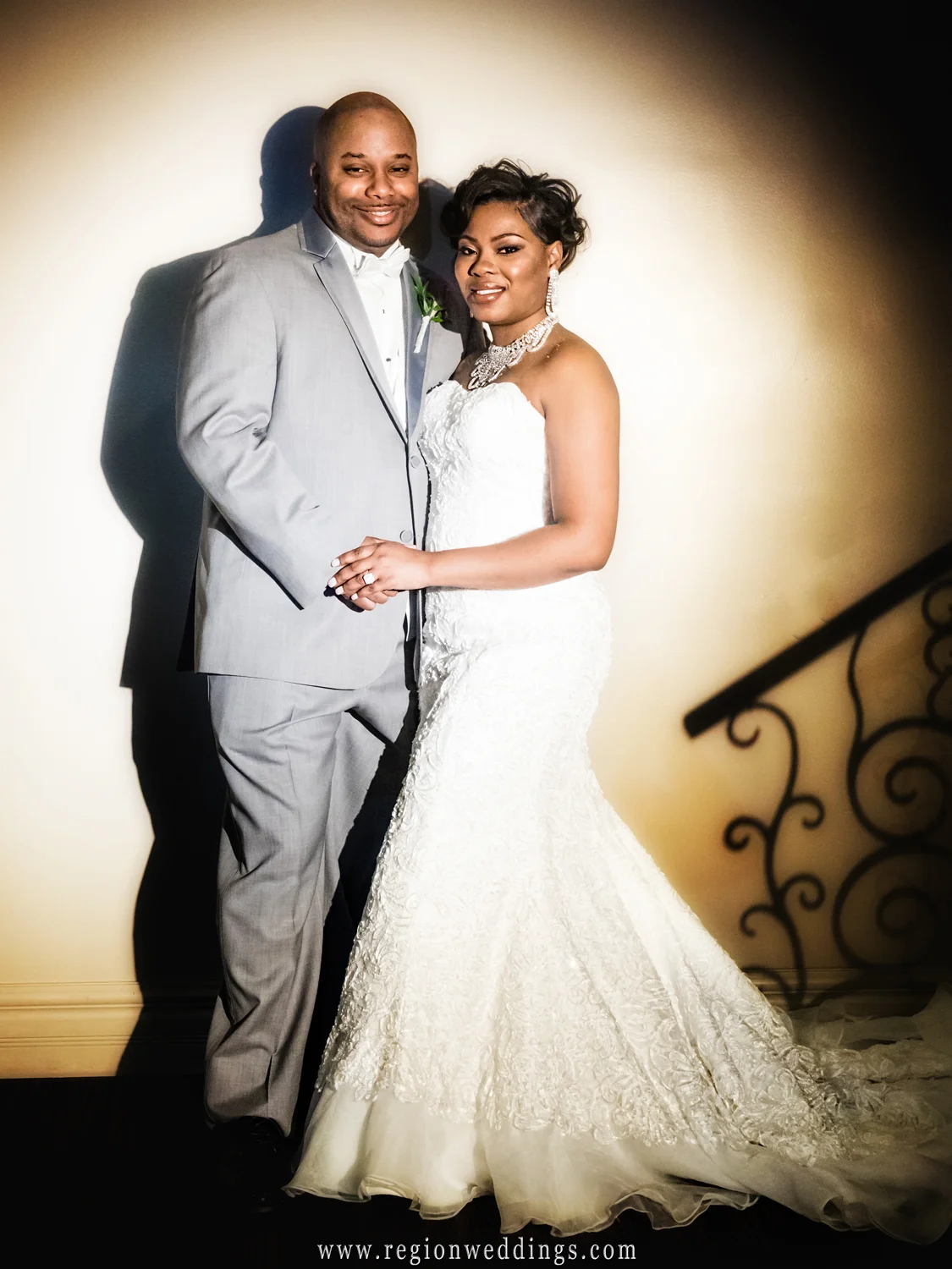 Spotlight on the bride and groom.