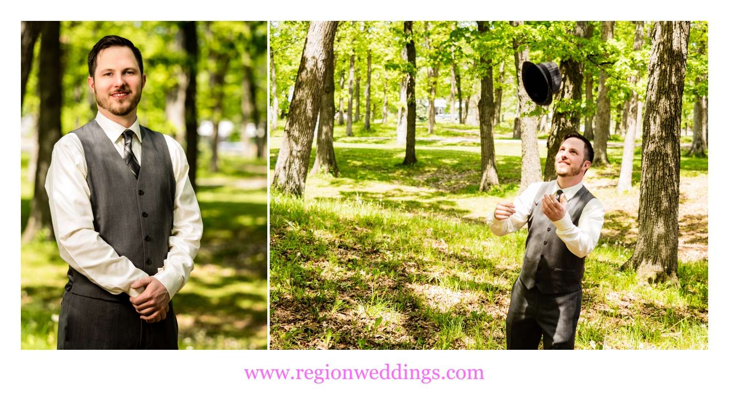 The groom awaits his bride for their first look.