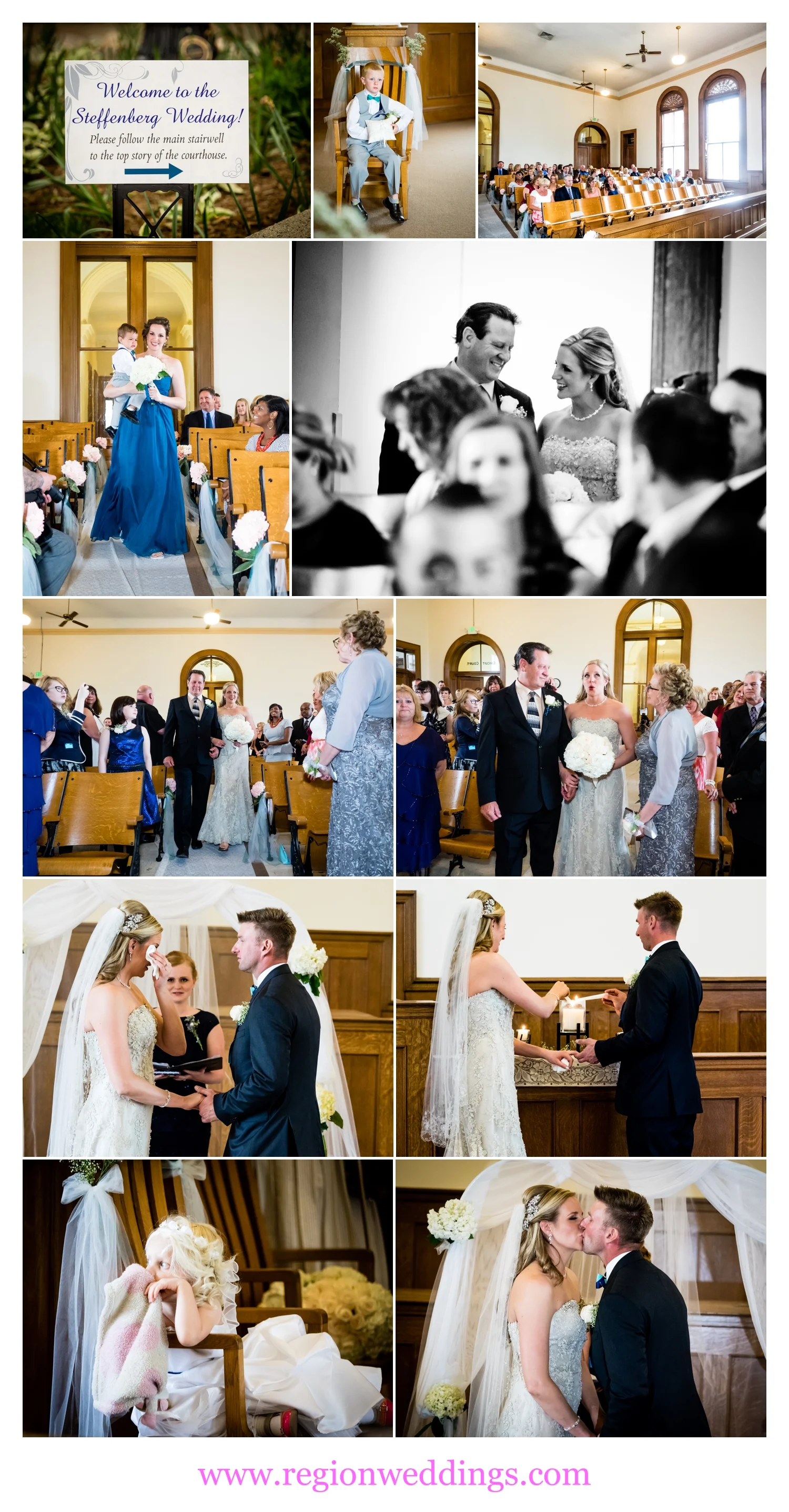Wedding ceremony inside the old Crown Point courtroom.