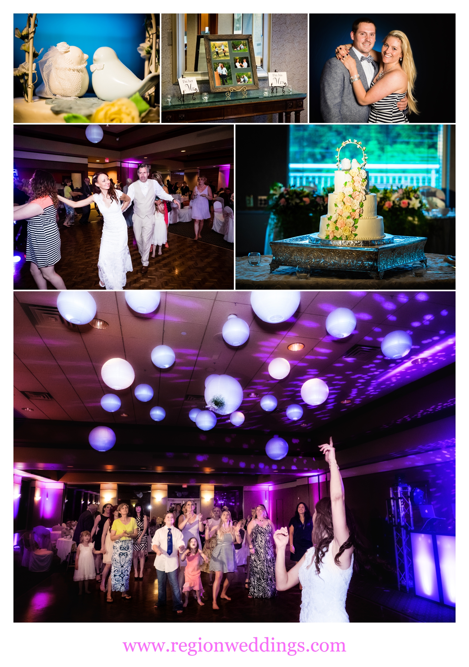 Wedding reception photo collage from Sand Creek Country Club.
