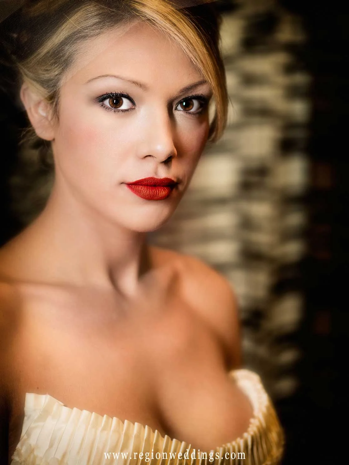 Portrait of the bride at her home on the morning of her wedding.