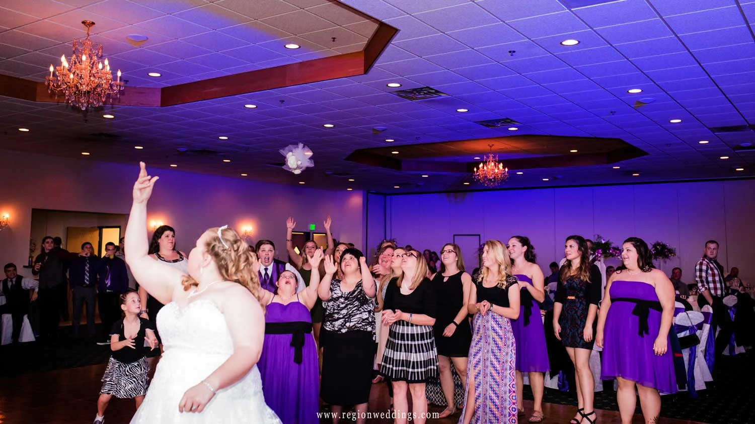 Bouquet toss at The Patrician Banquet Center.