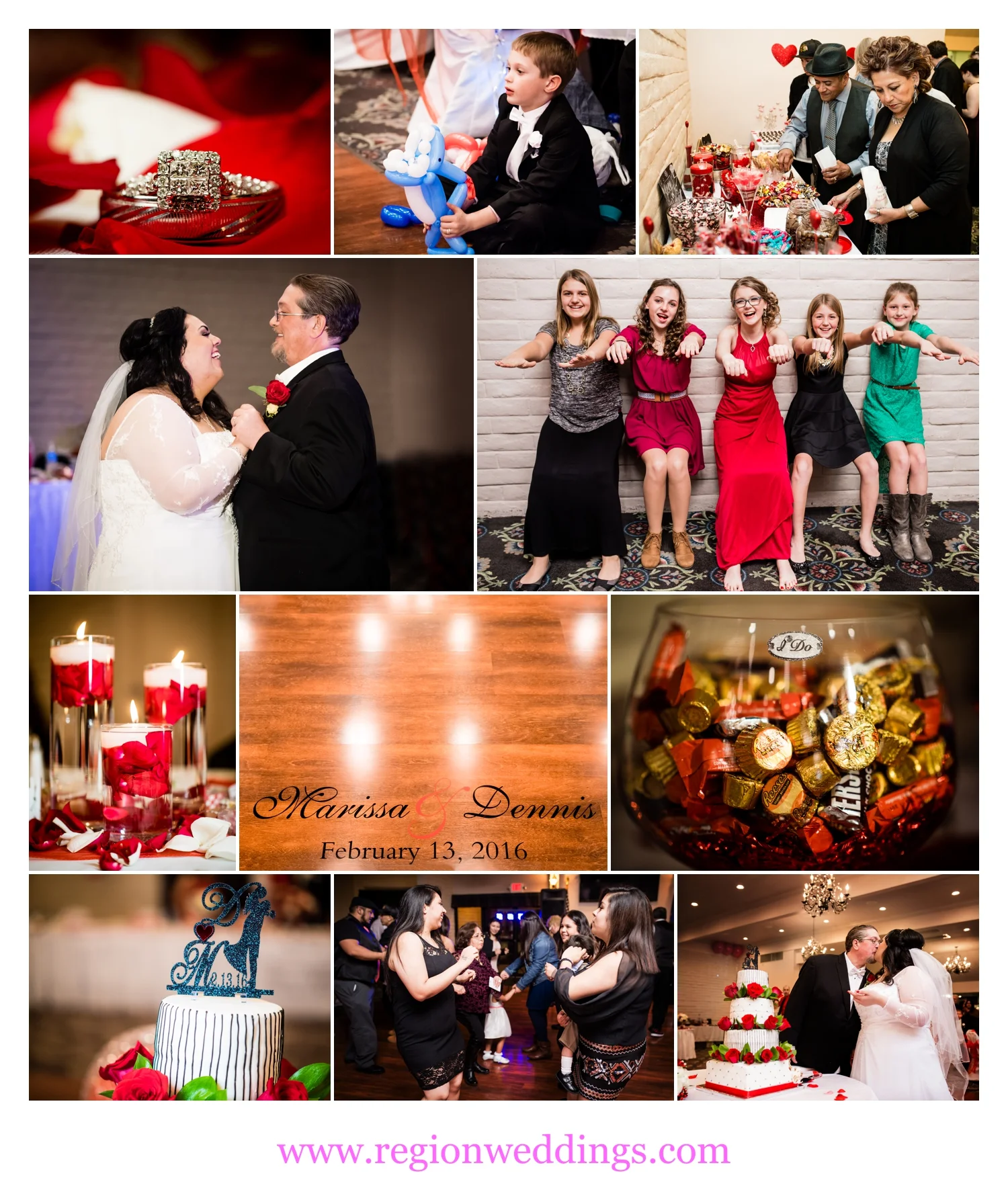 Valentine wedding reception at Woodland Park in Portage, Indiana.