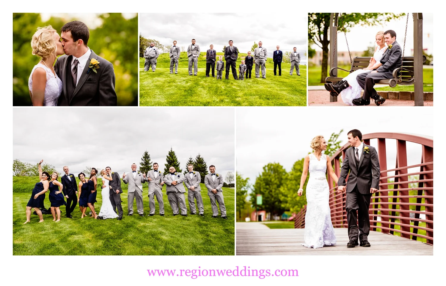 Wedding photo collage at Centennial Park.