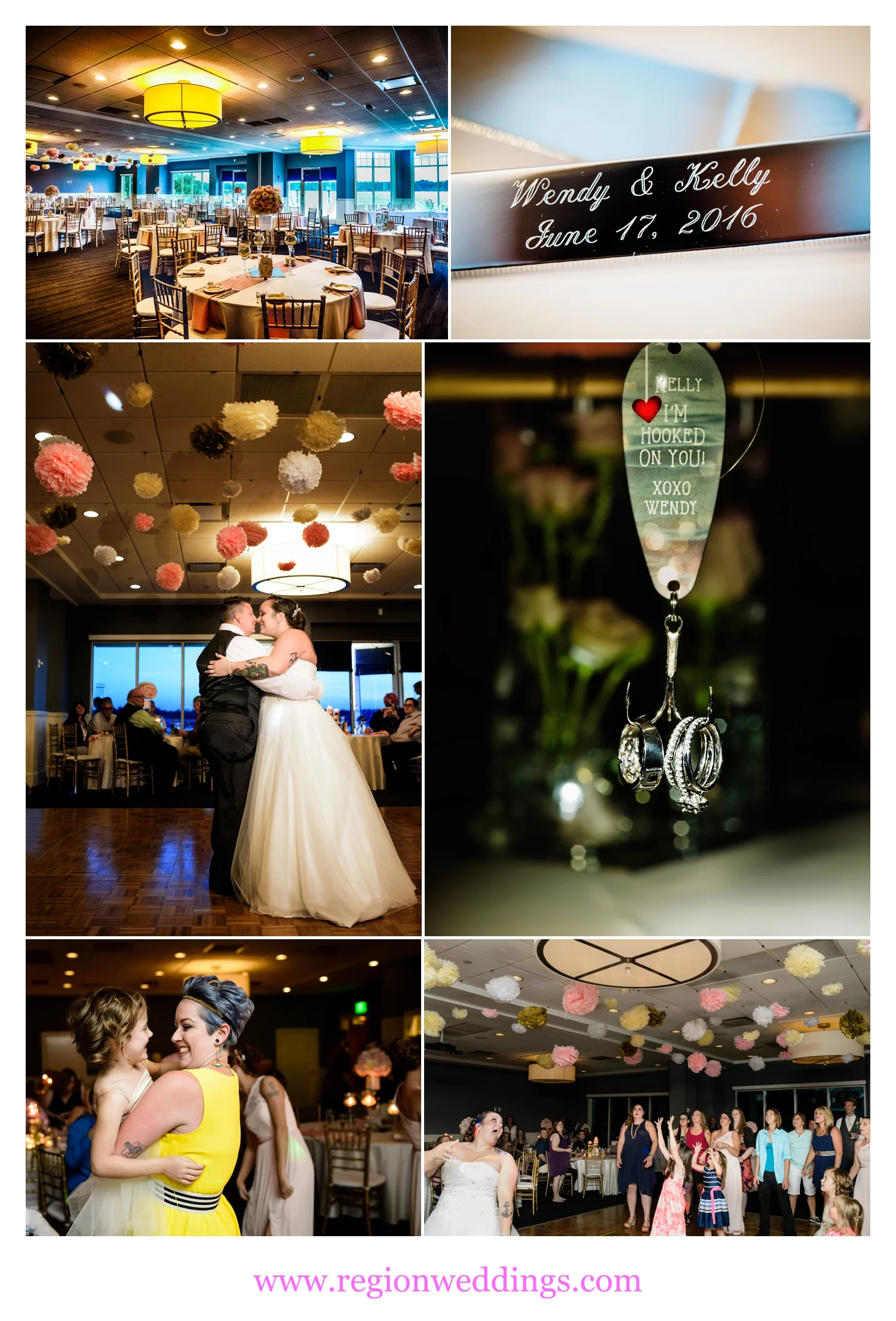 Wedding reception at Lighthouse Restaurant in Cedar Lake, Indiana.