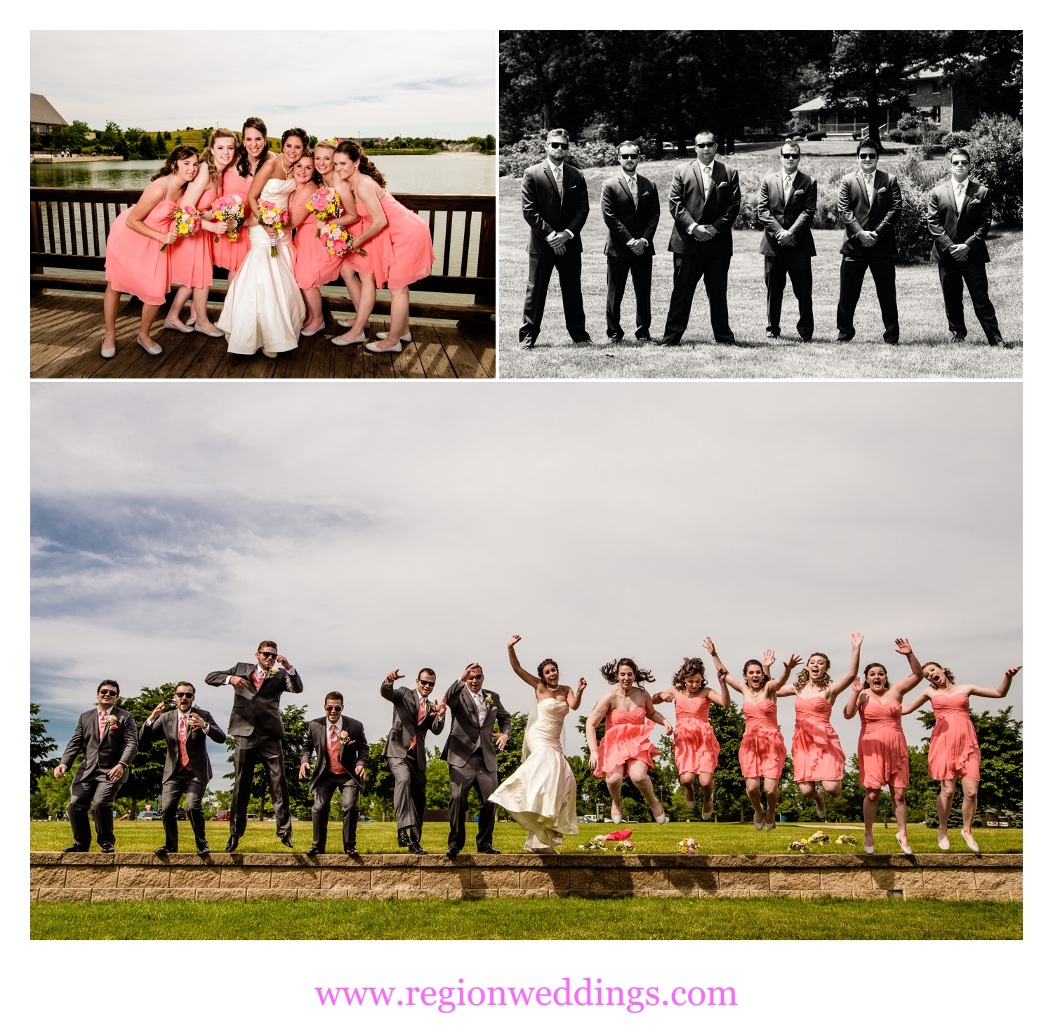 Fun wedding party photos at Centennial Park.