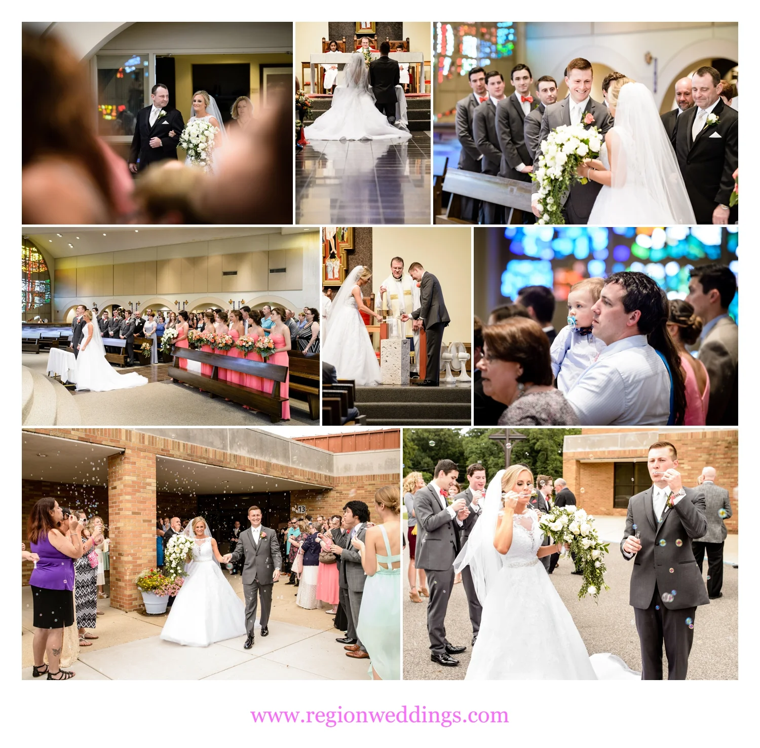 Wedding ceremony photos from St. Paul Catholic Church in Valparaiso, Indiana.