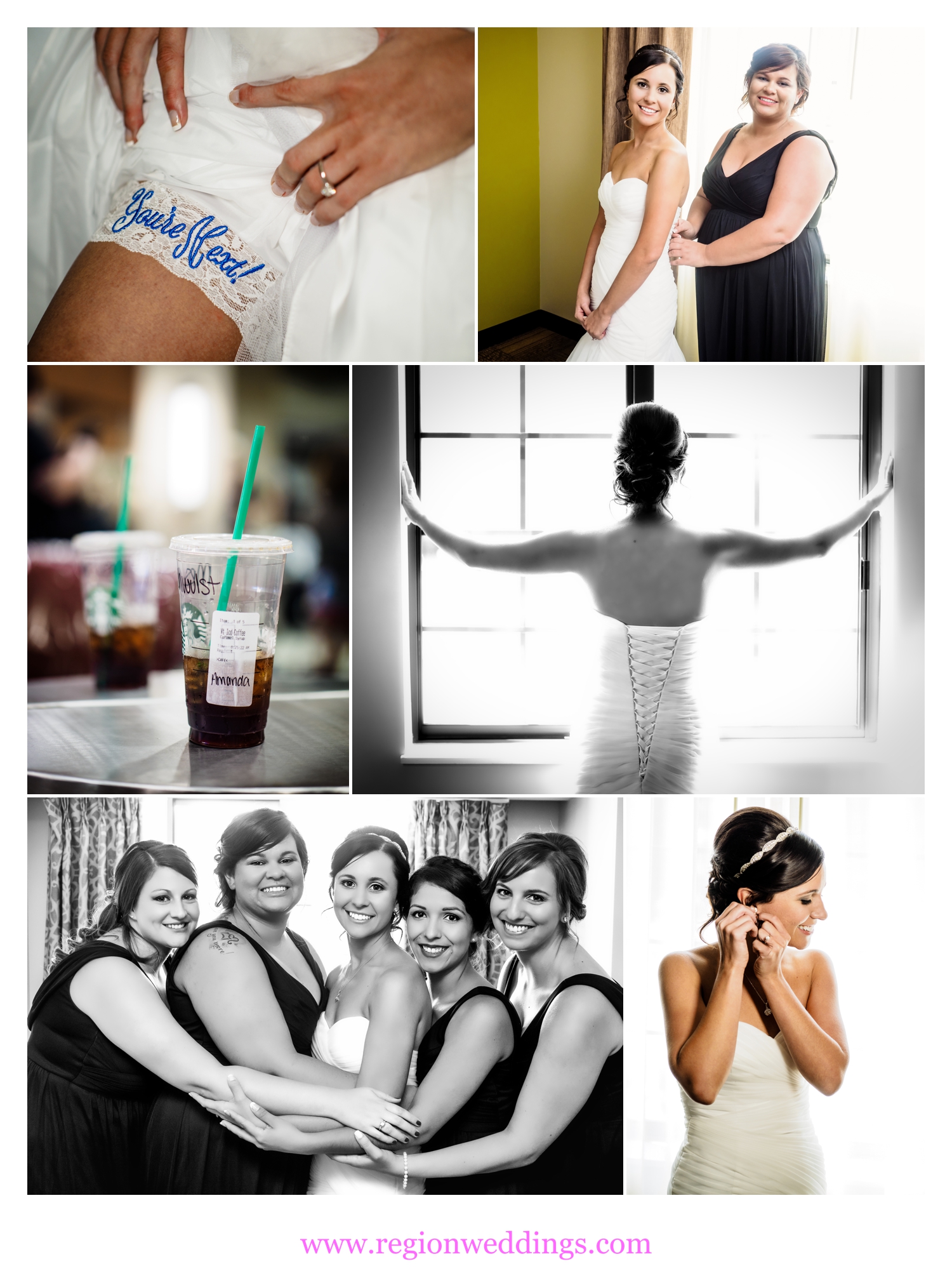The bridesmaids get ready for Amanda's wedding at White Hawk Country Club.