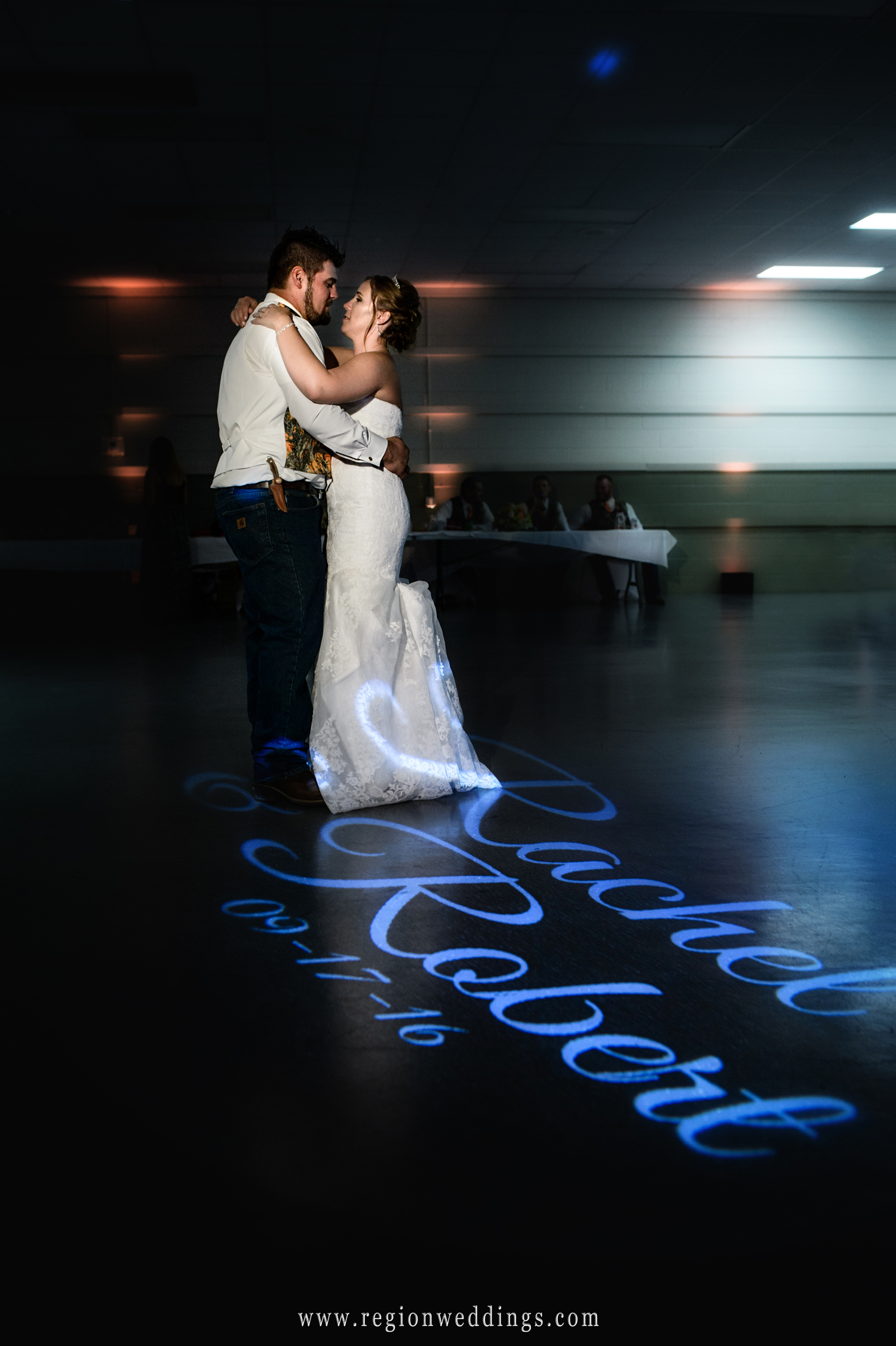 First dance for the bride and groom at Lake County Fairgrounds.