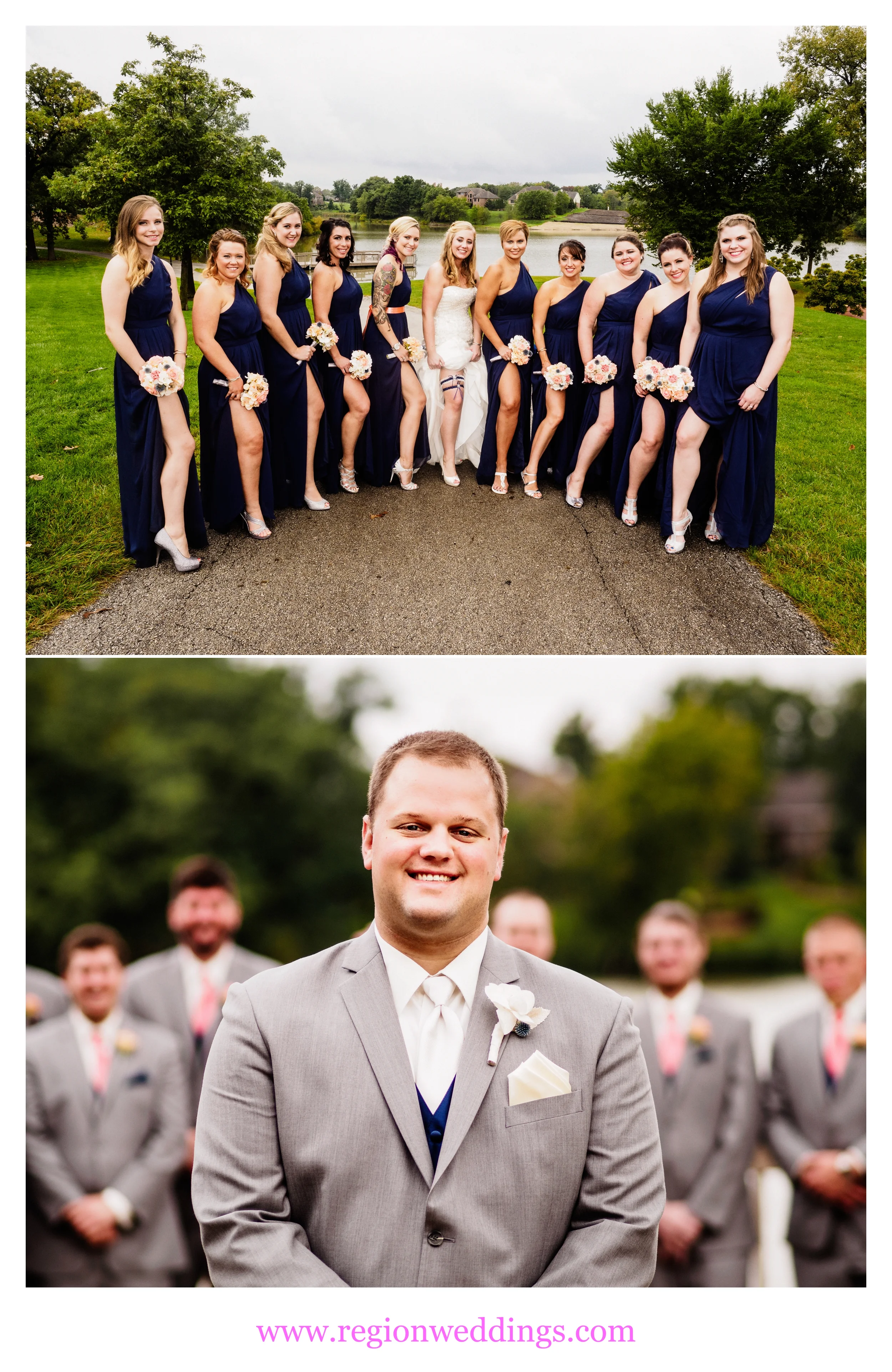 Bridesmaids and groomsmen photos.