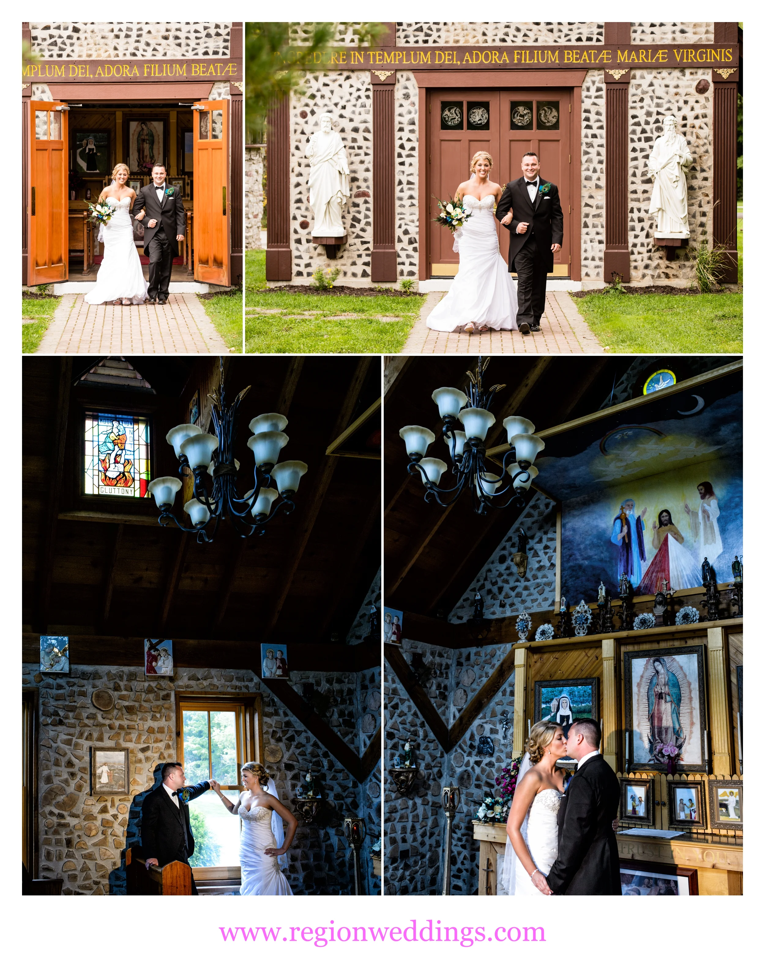 Wedding photos at the chapel at St. Patrick's Catholic Church.