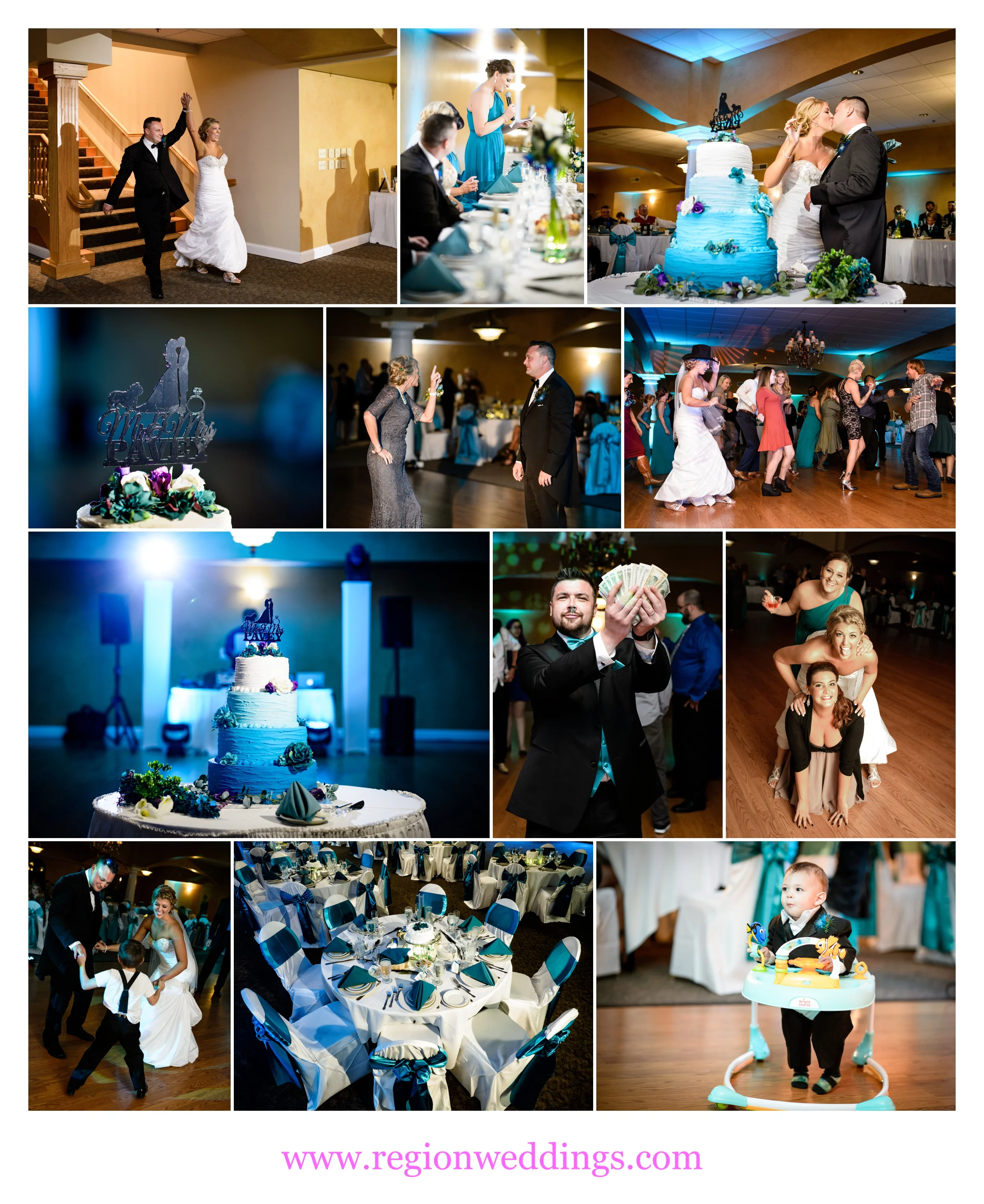 Wedding reception at Trinity Hall in Chesterton, Indiana.