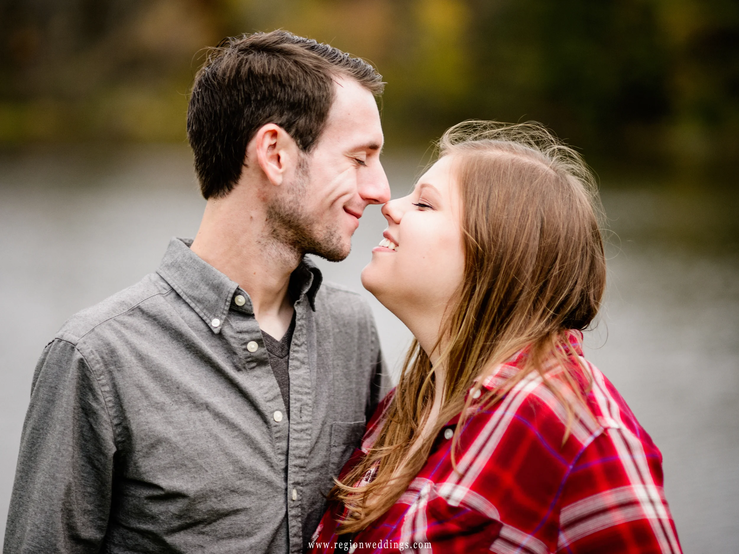 An Eskimo kiss on the lakeshore.