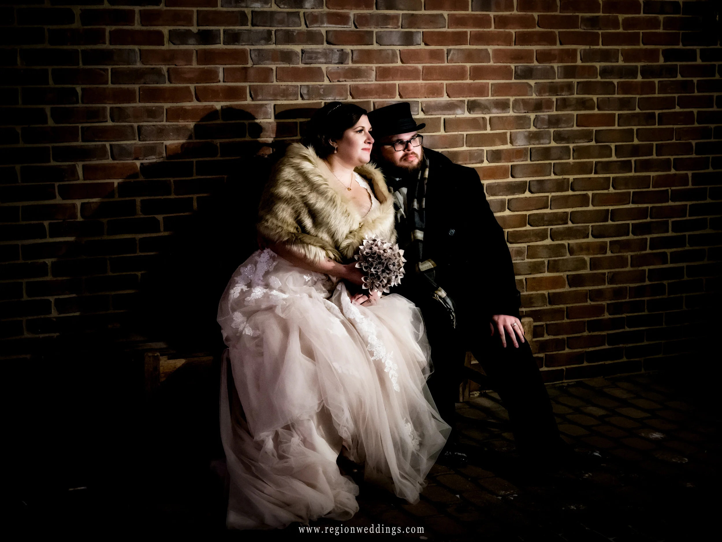 Alone time for the bride and groom in the courtyard at Cloister In The Woods.