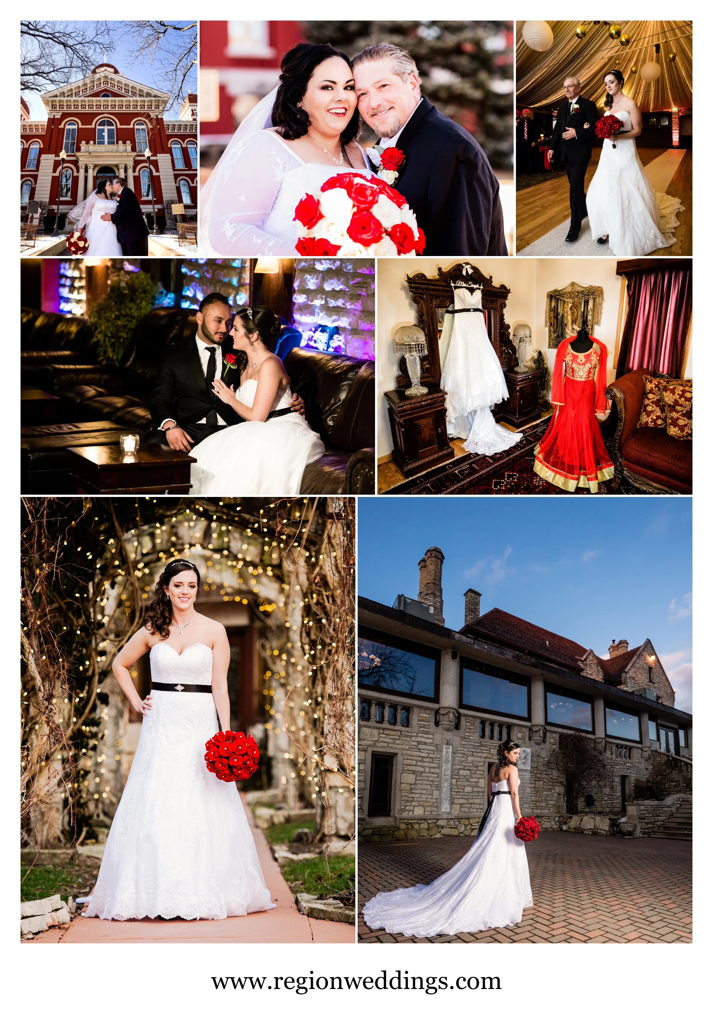 Winter wedding photos in Northwest Indiana in 2016.