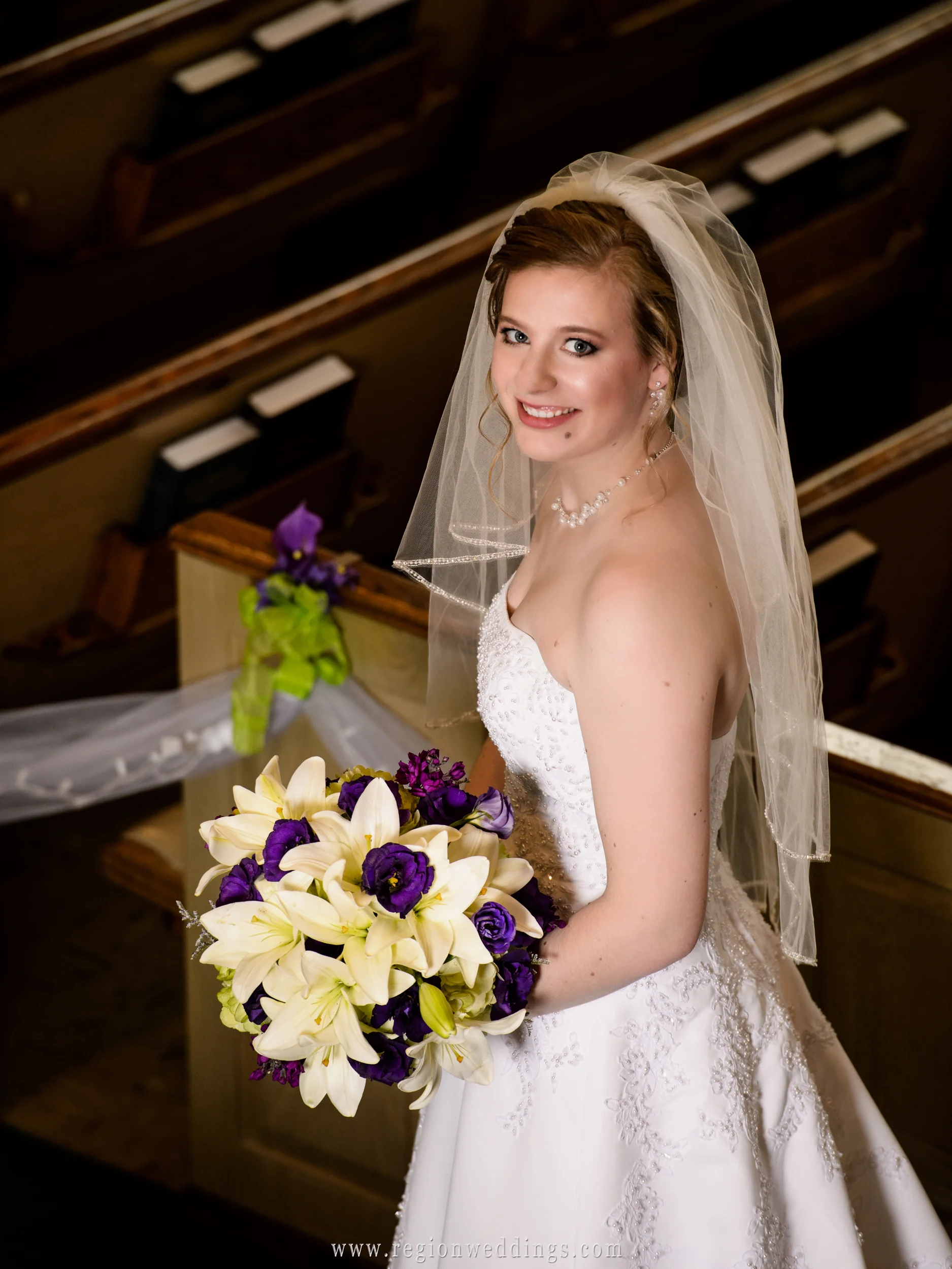 The bride on her big day at church.
