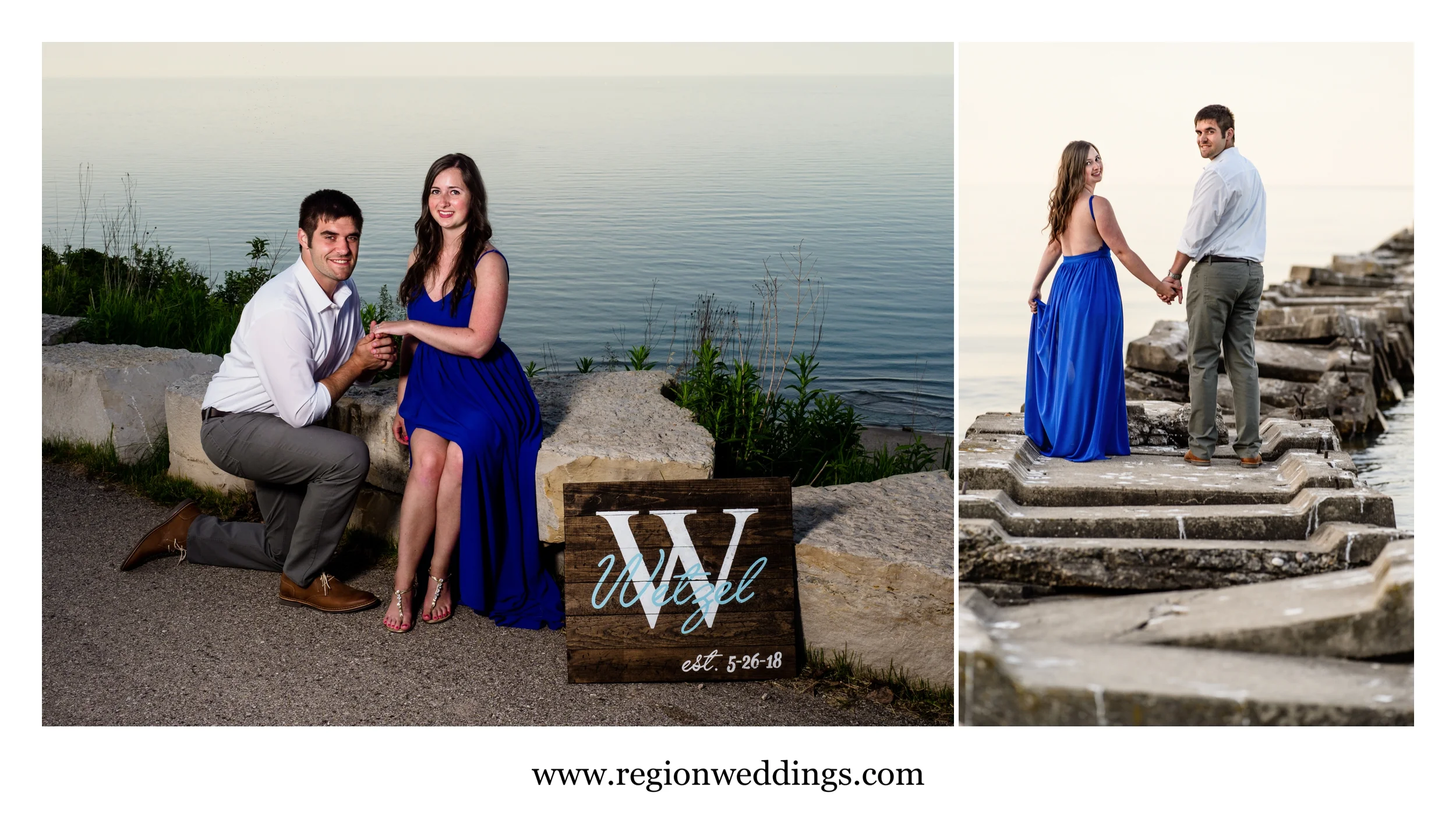 Engagement photos at Atwater Beach in Milwaukee, Wisconsin.