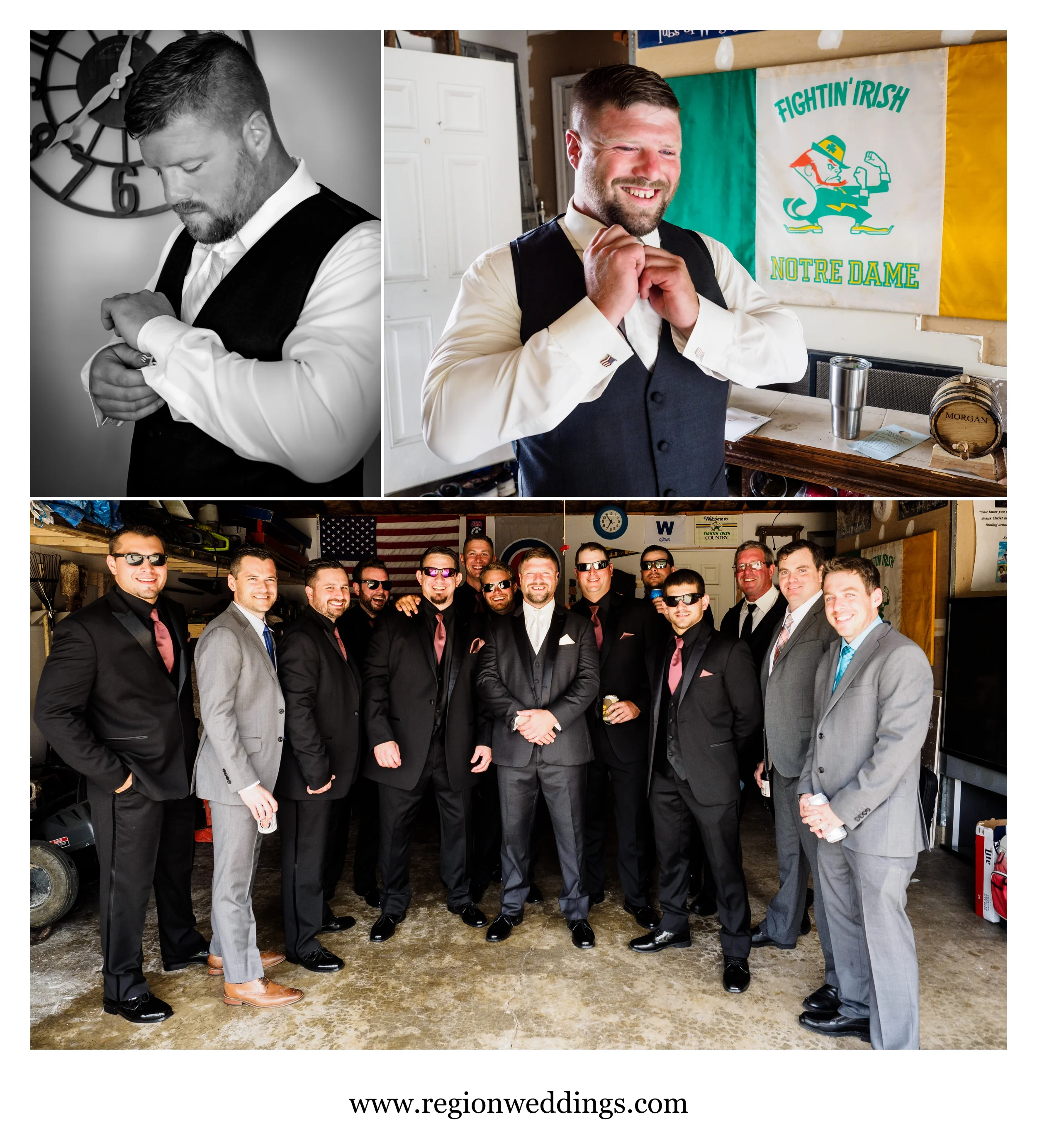 Groomsmen prep for the big day.