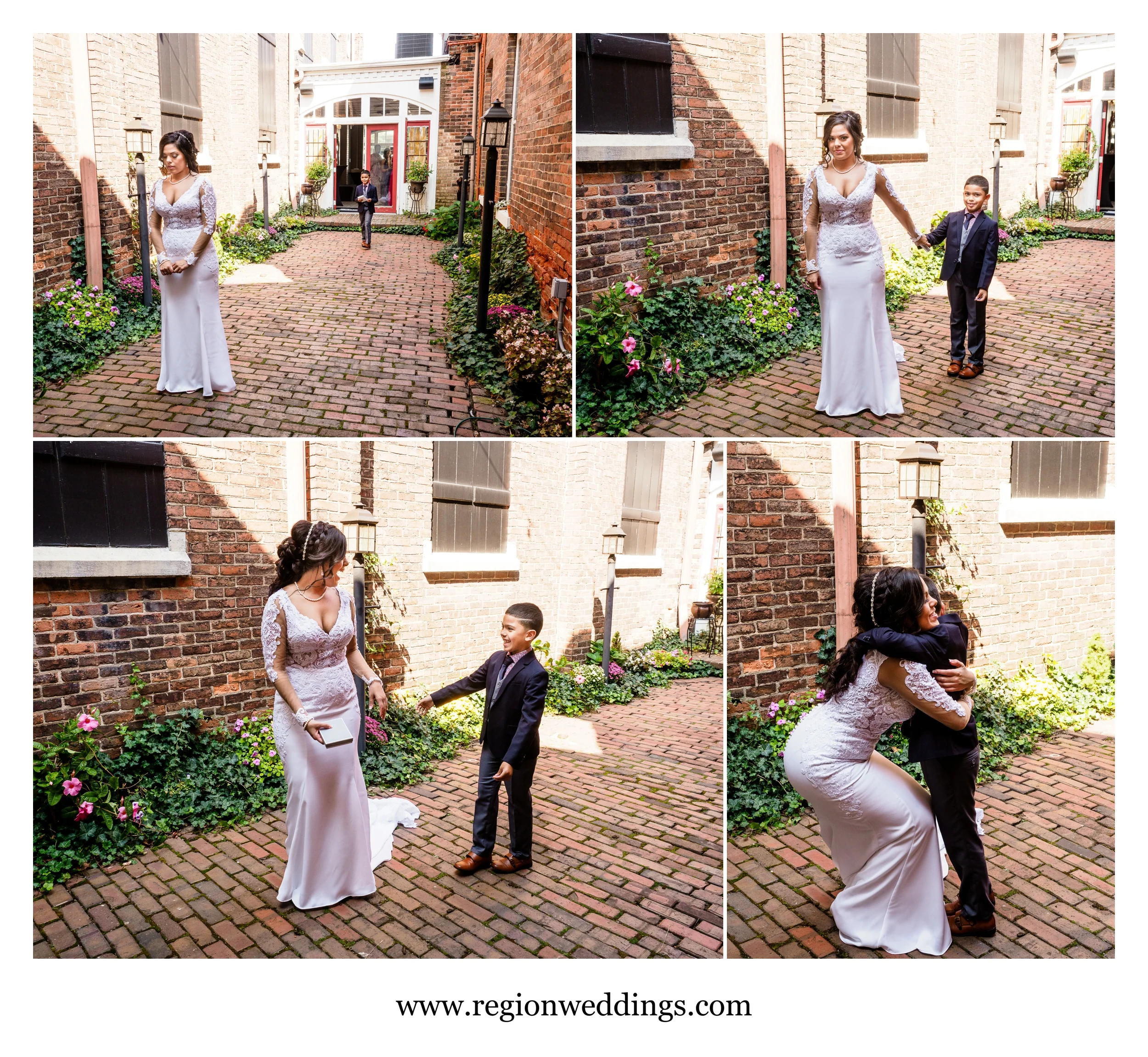 First look / reveal for the bride and her son.