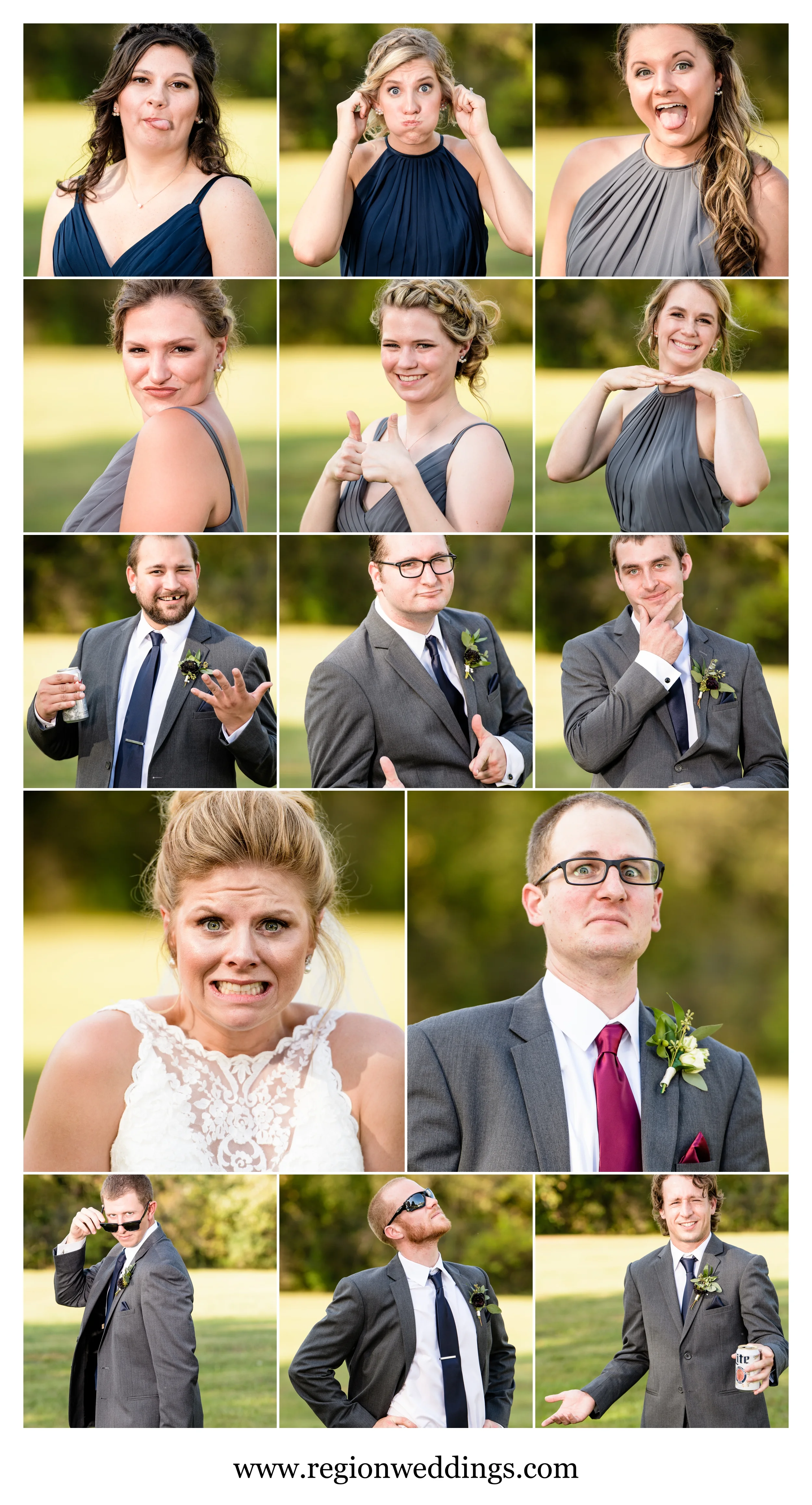 Awkward and strange wedding party portraits.