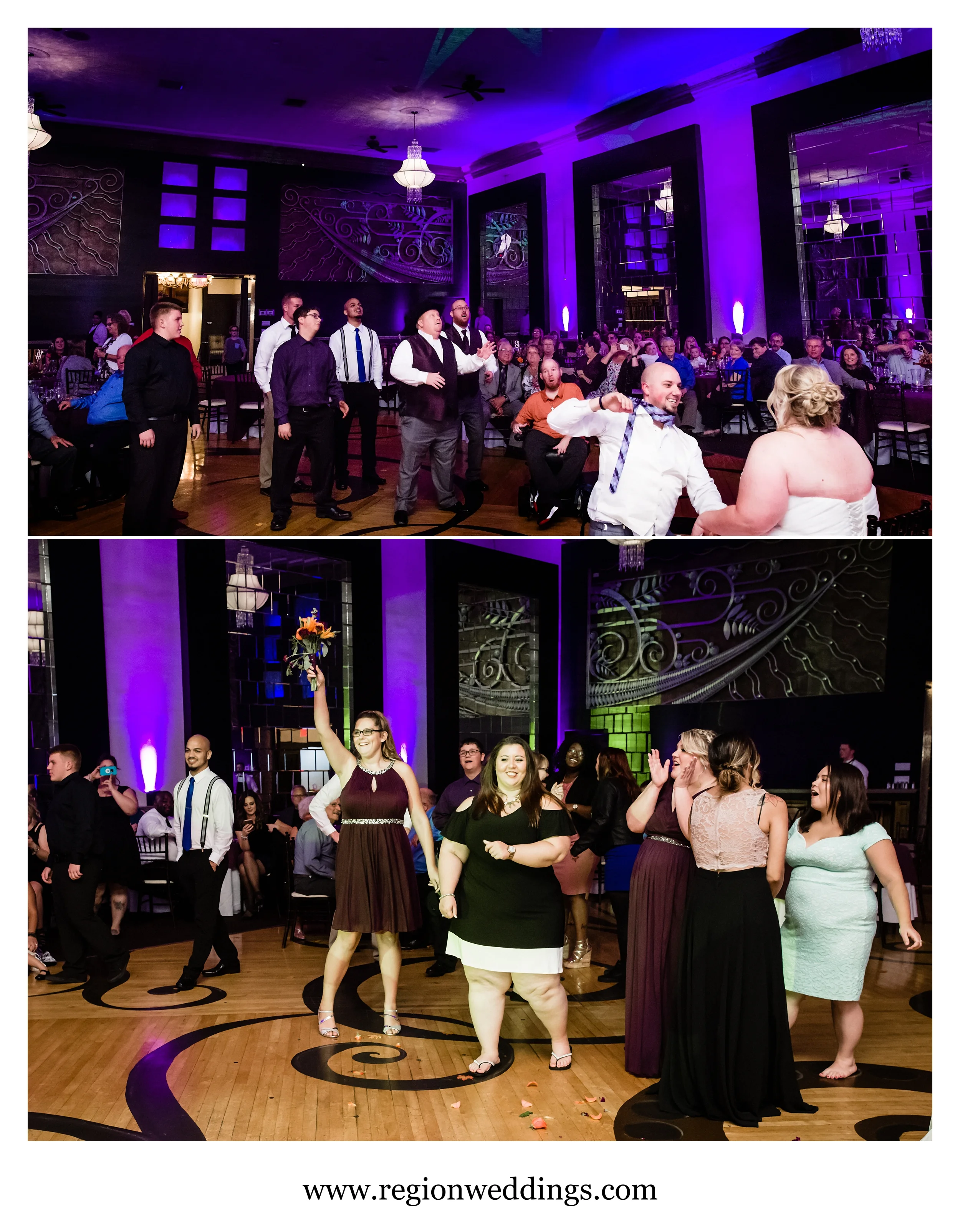 Bouquet and garter toss at The Allure.