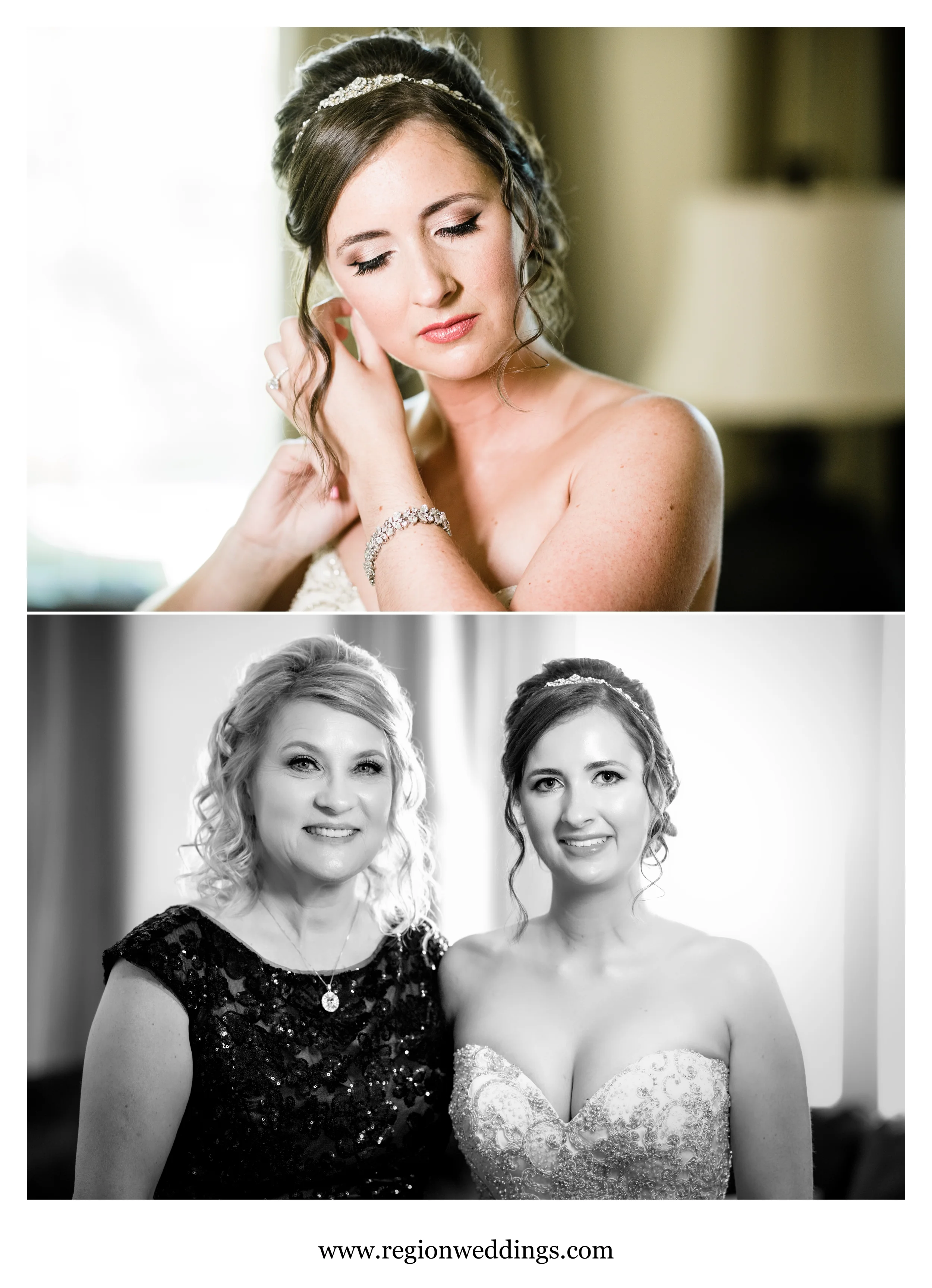 The bride gets ready for a summer wedding at Valparaiso University.