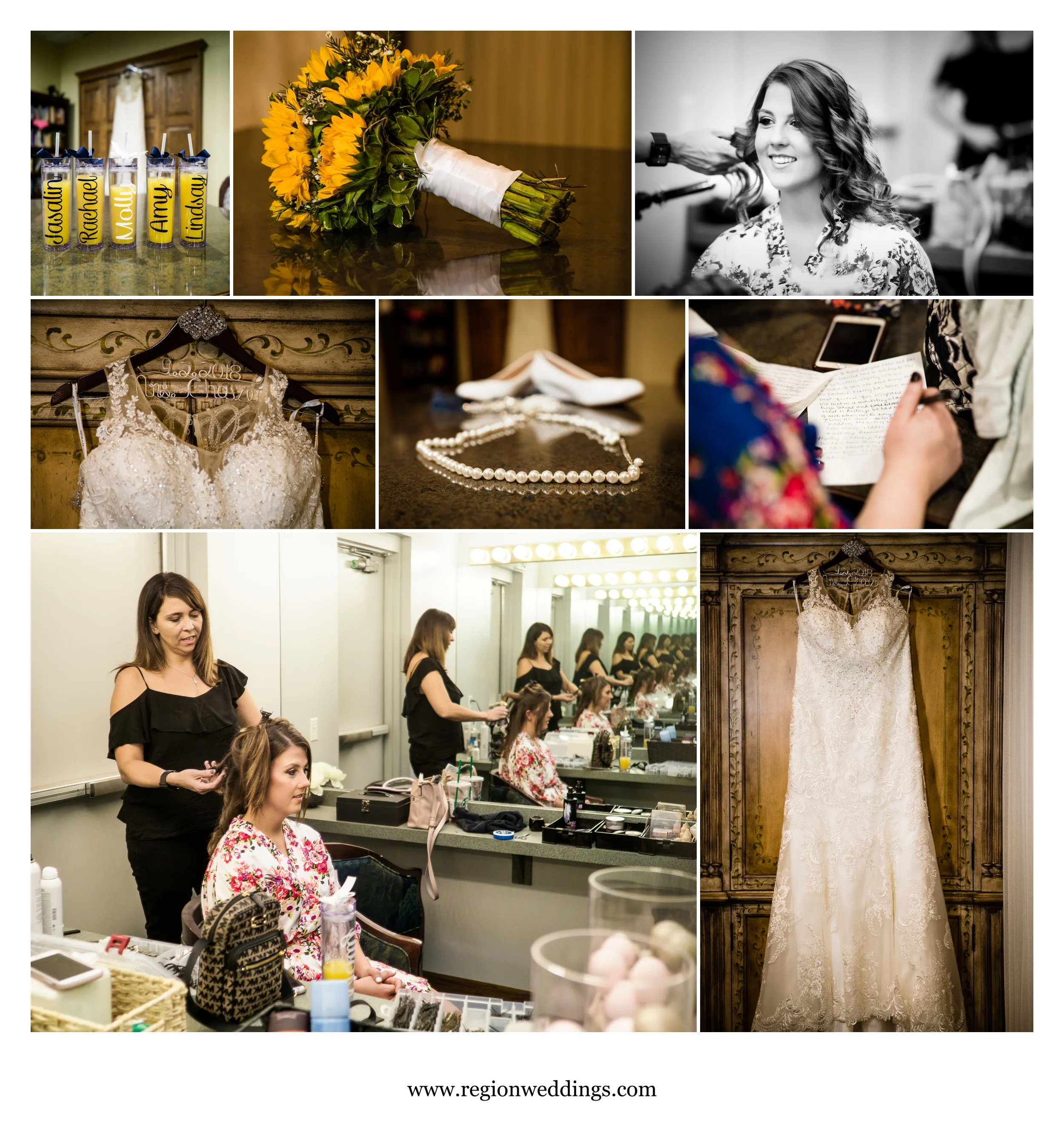 Prep in the bridal suite of Briar Ridge Country Club.