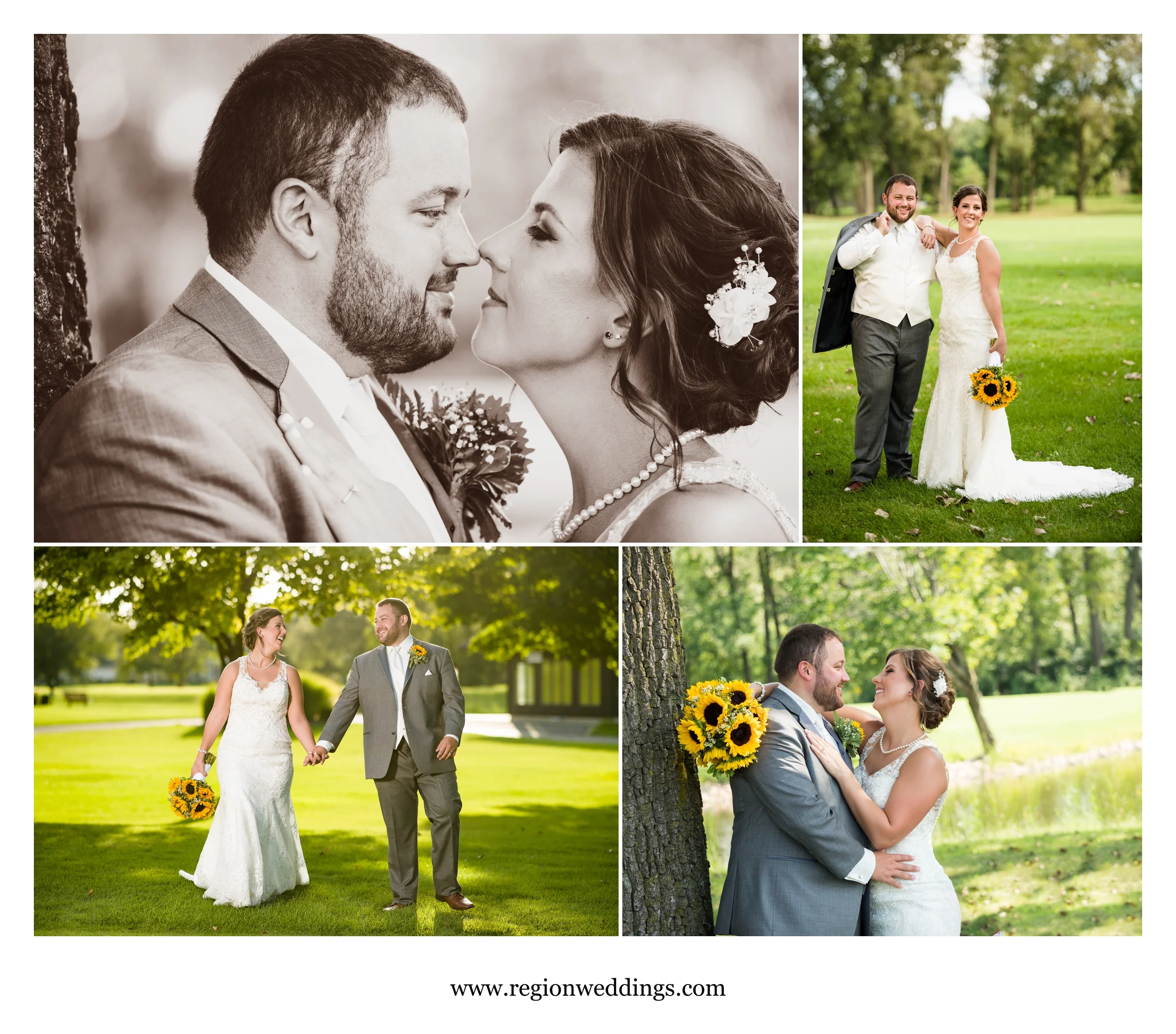 Bride and groom photos on the golf course at Briar Ridge Country Club.