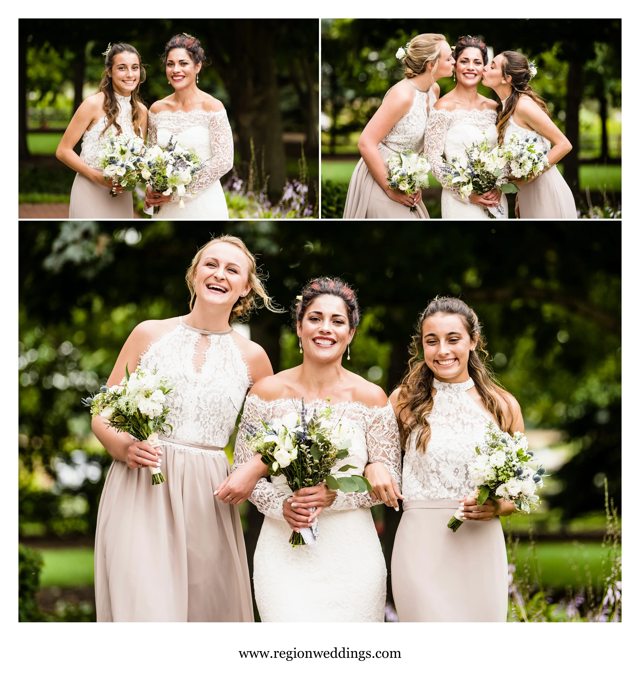 The bridesmaids take a stroll at Peck Farm Park.