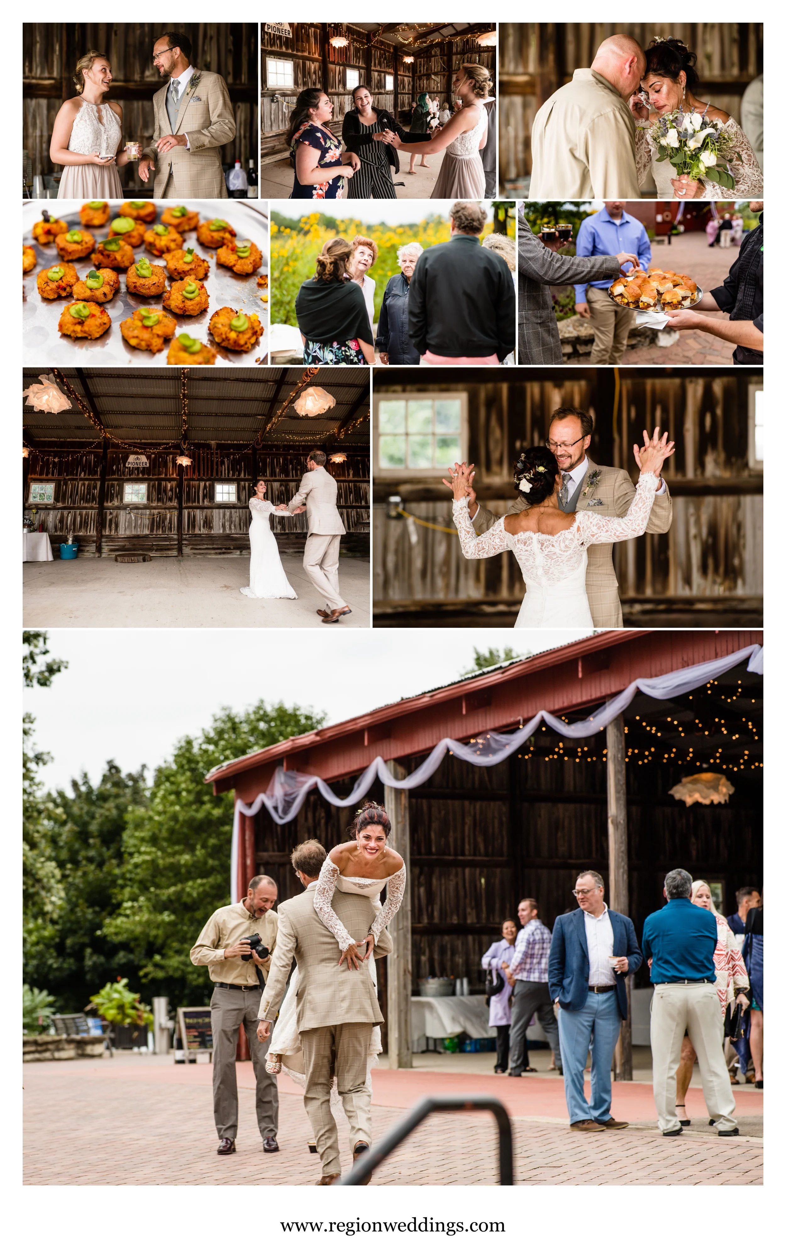 Wedding reception fun at Peck Farm Park in Geneva, Illinois.