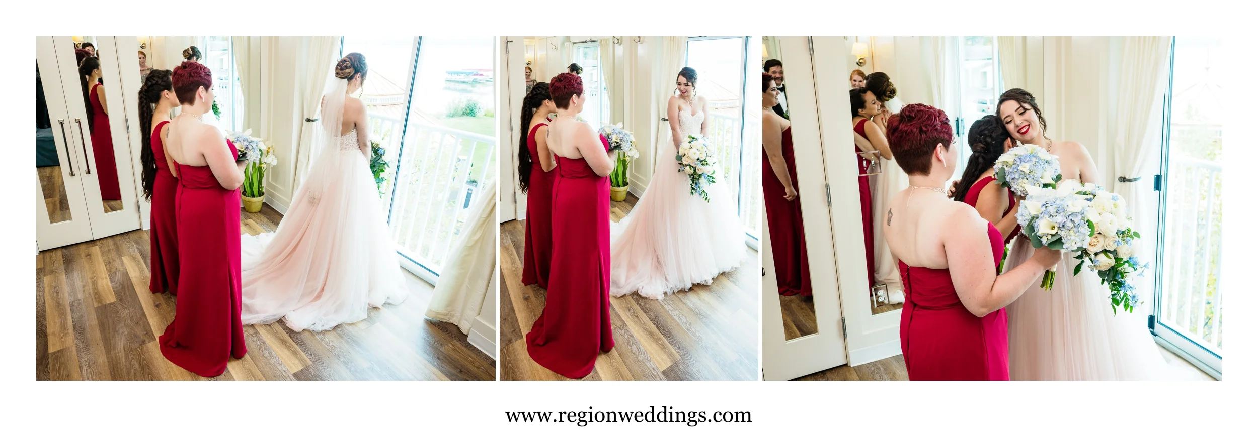 First look with the bridesmaids.