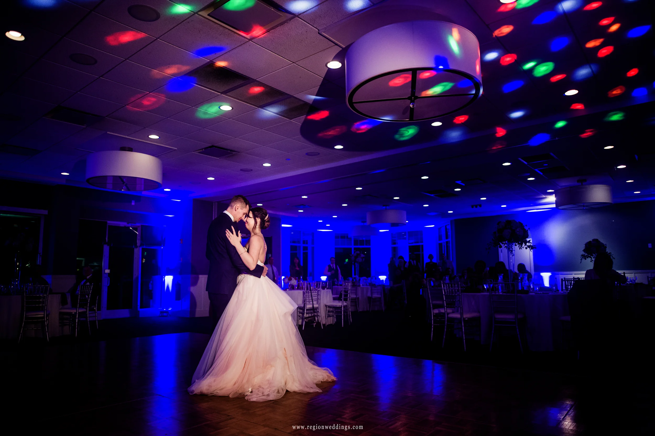 First dance for the bride and groom at Lighthouse in Cedar Lake.