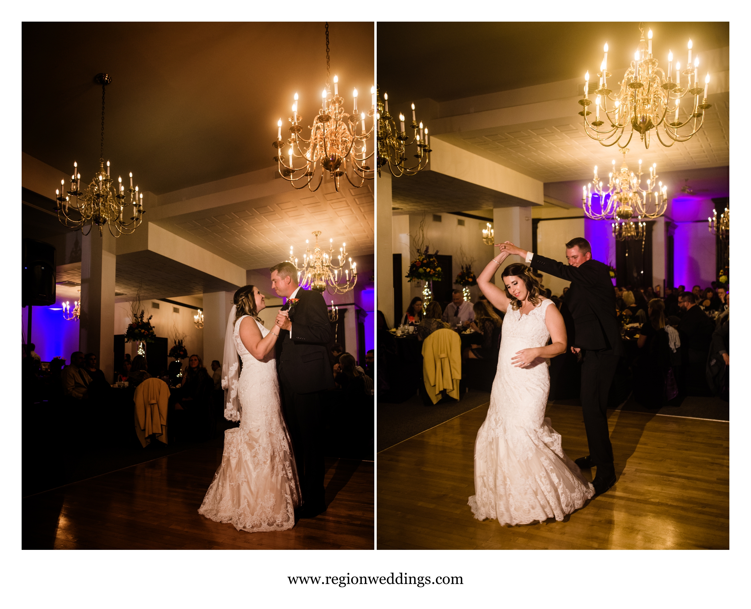 First dance inside the Maki Ballroom at the Old Crown Point Courthouse.