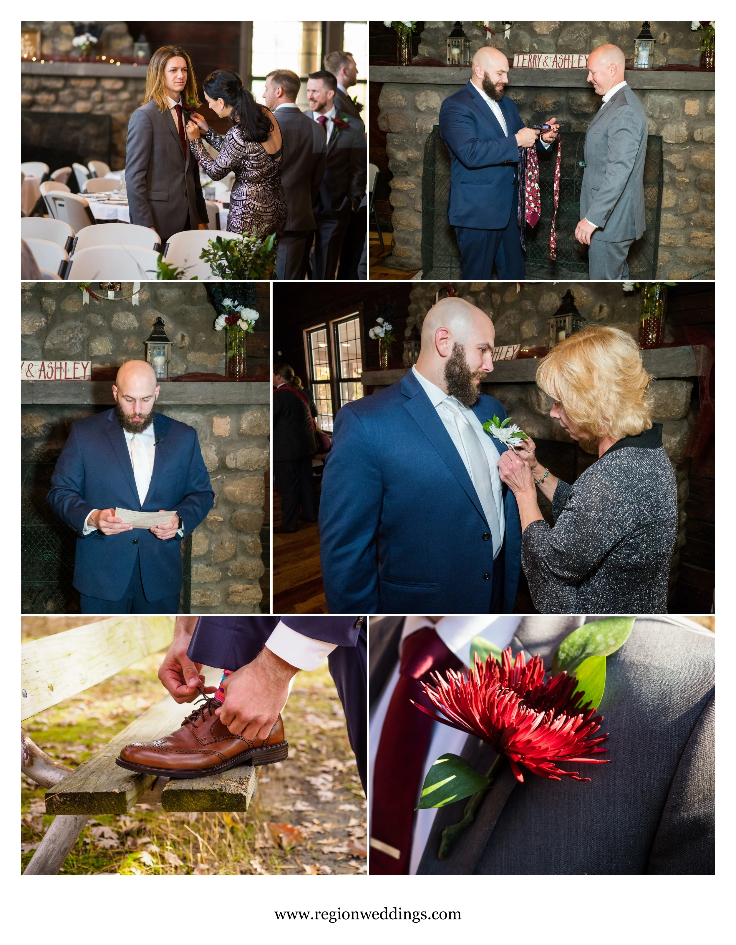 Groomsmen prep at Kreuger Memorial Hall.