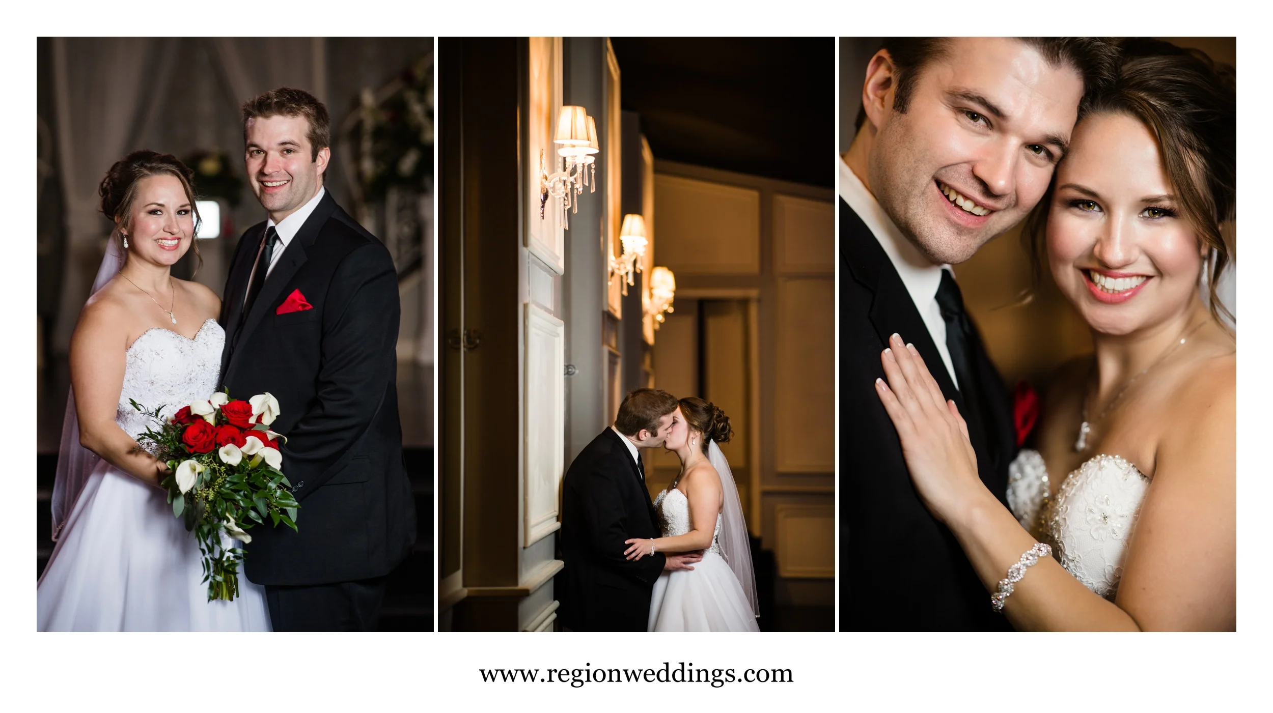 Bride and groom portraits at a winter wedding at Uptown Center.
