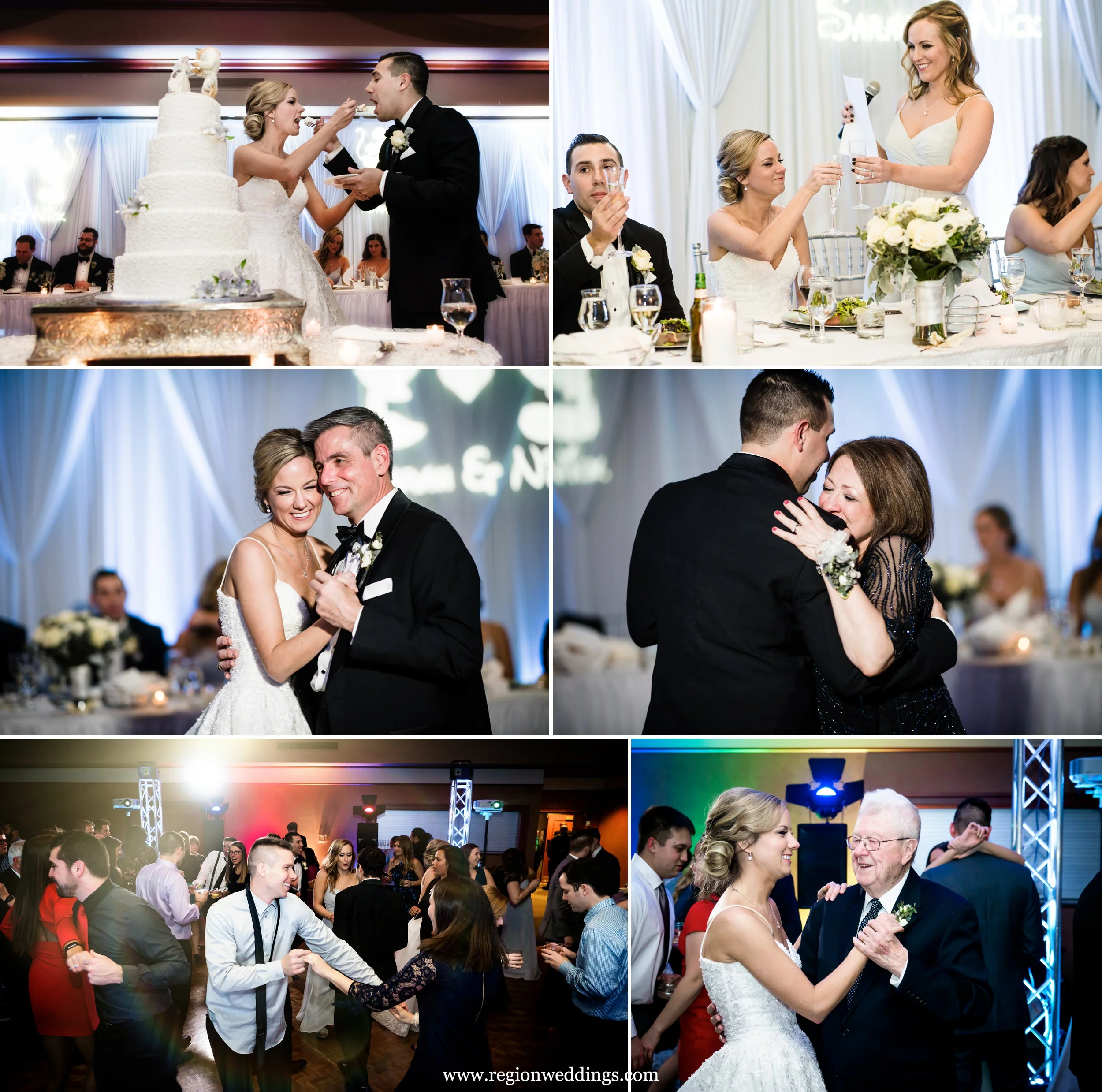 Winter wedding reception at Sand Creek Country Club in Chesterton, Indiana.