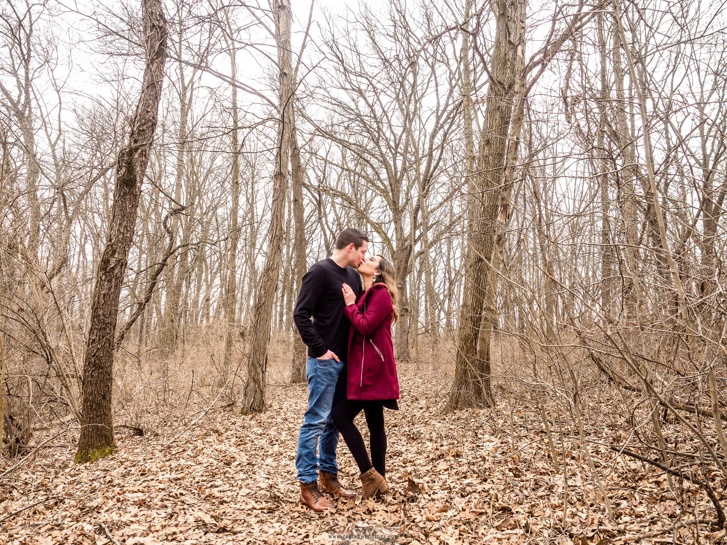 A kiss in the woods.