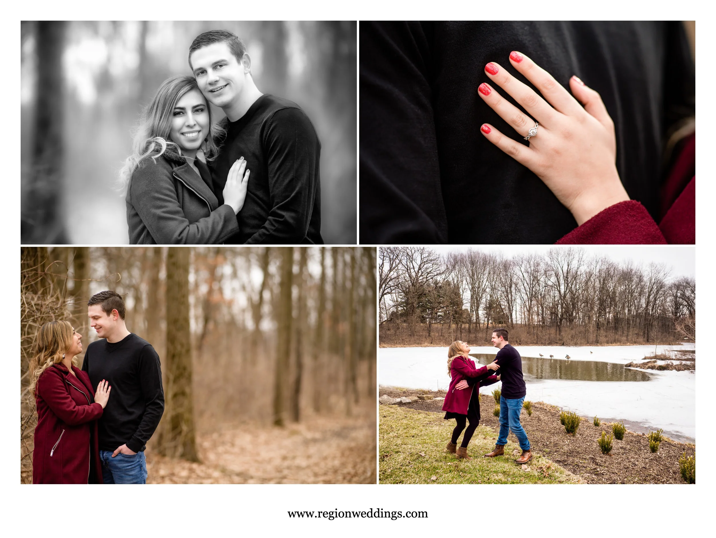A winter engagement session at Gabis Arboretum.