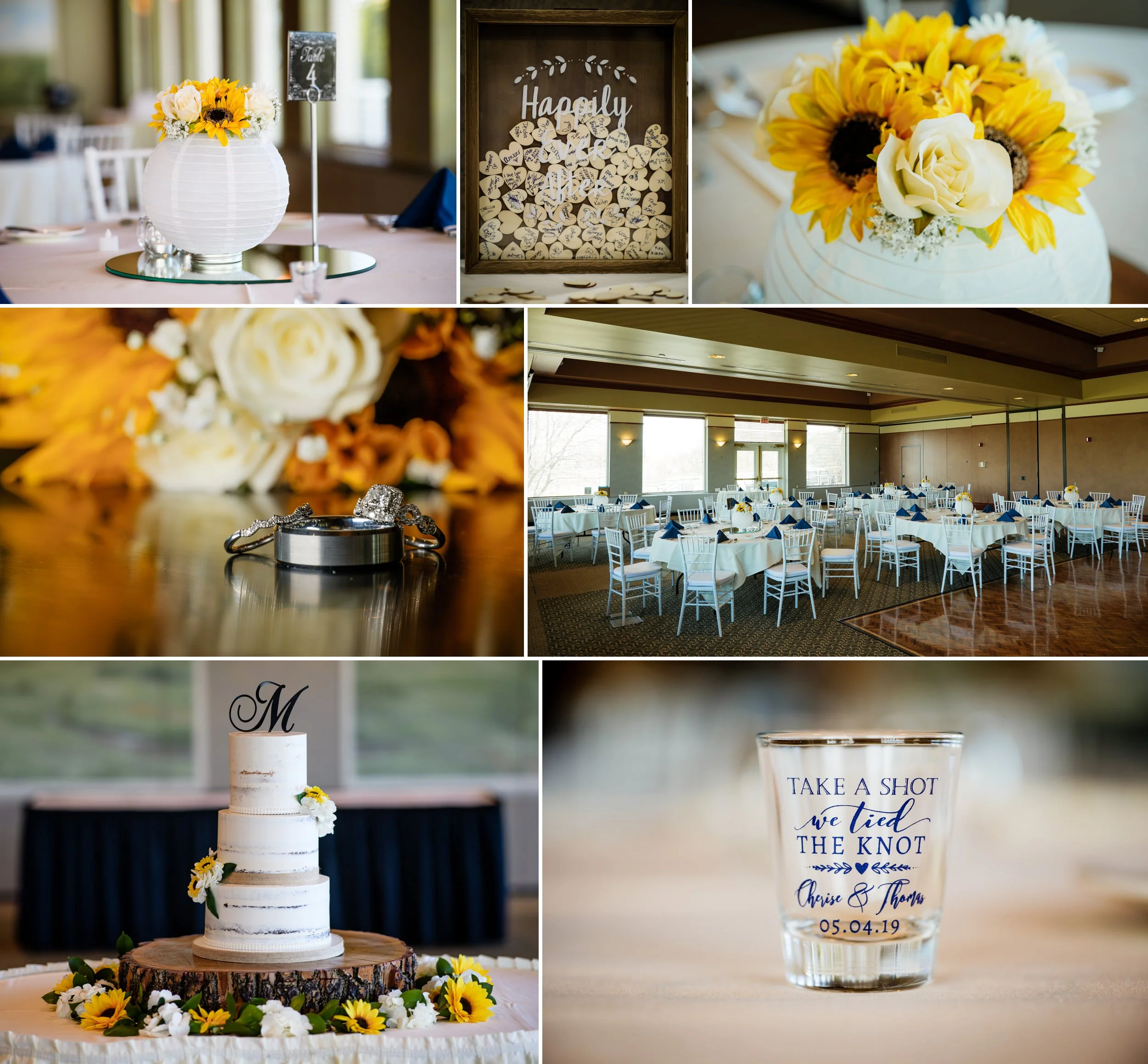 Spring decorations at a wedding reception at Sand Creek Country Club.