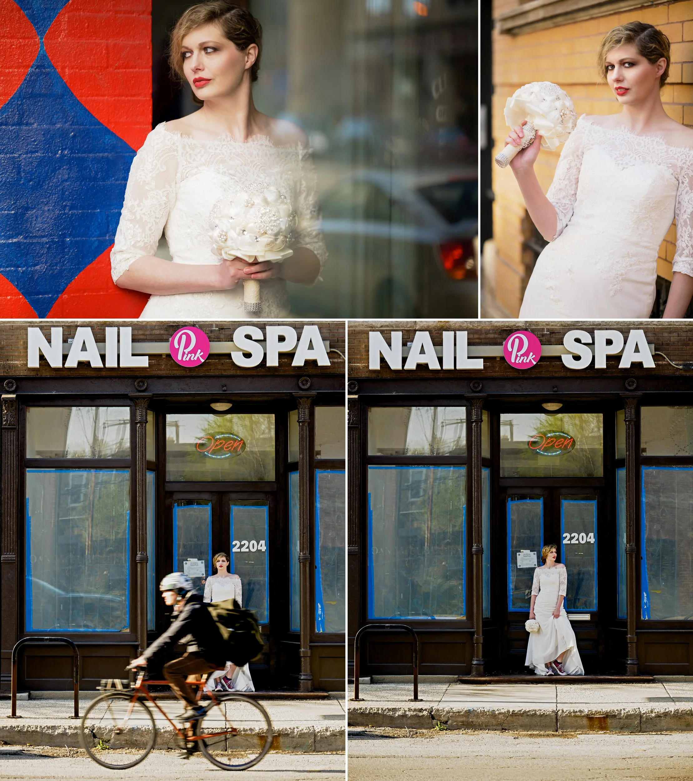 Bridal portraits on North Avenue in Chicago’s Bucktown neighborhood.