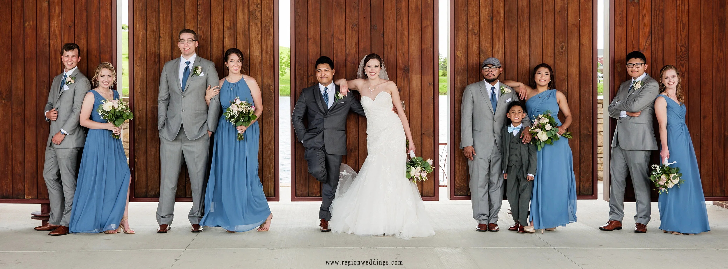 The wedding party lined up and looking chic.