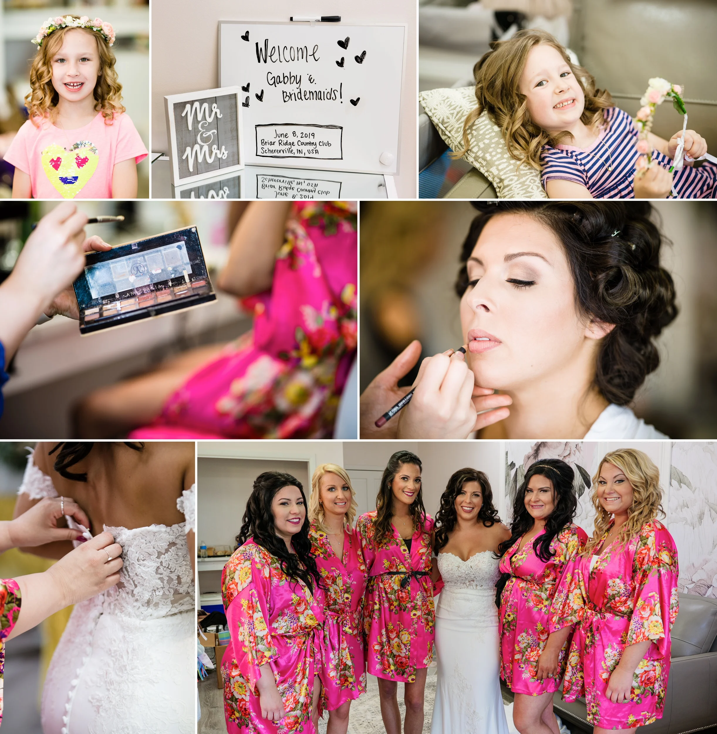 The bride and bridesmaids get ready inside the new bridal suite at Briar Ridge Country Club.