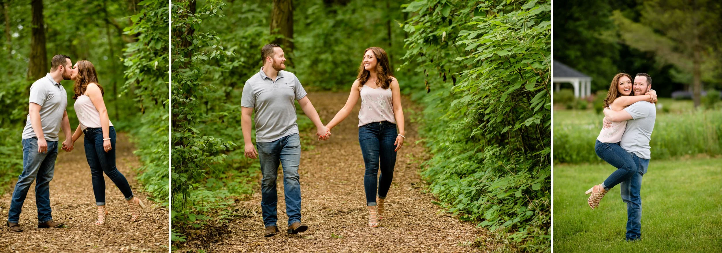 Romantic and fun engagement pictures at Gabis Arboretum.