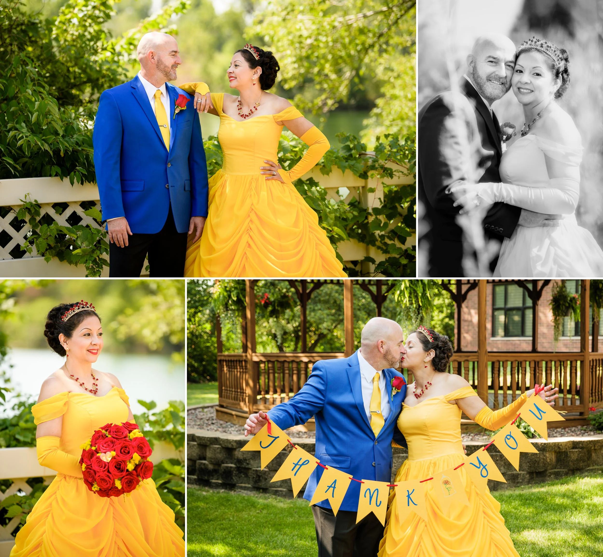 Bride and groom portraits during their Disney themed wedding.