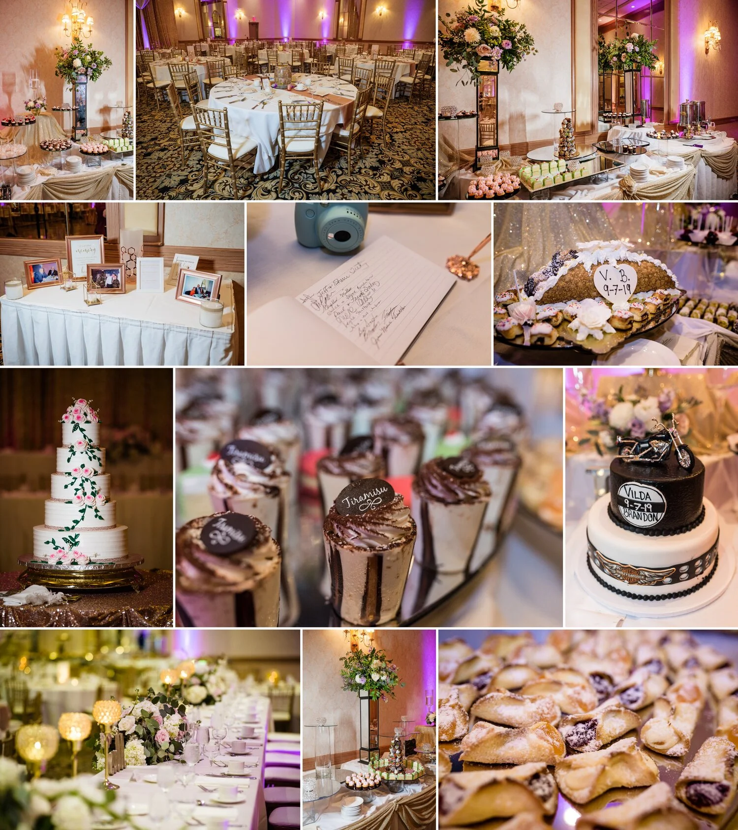 Wedding reception detail photos at a wedding at Meridian Banquets.
