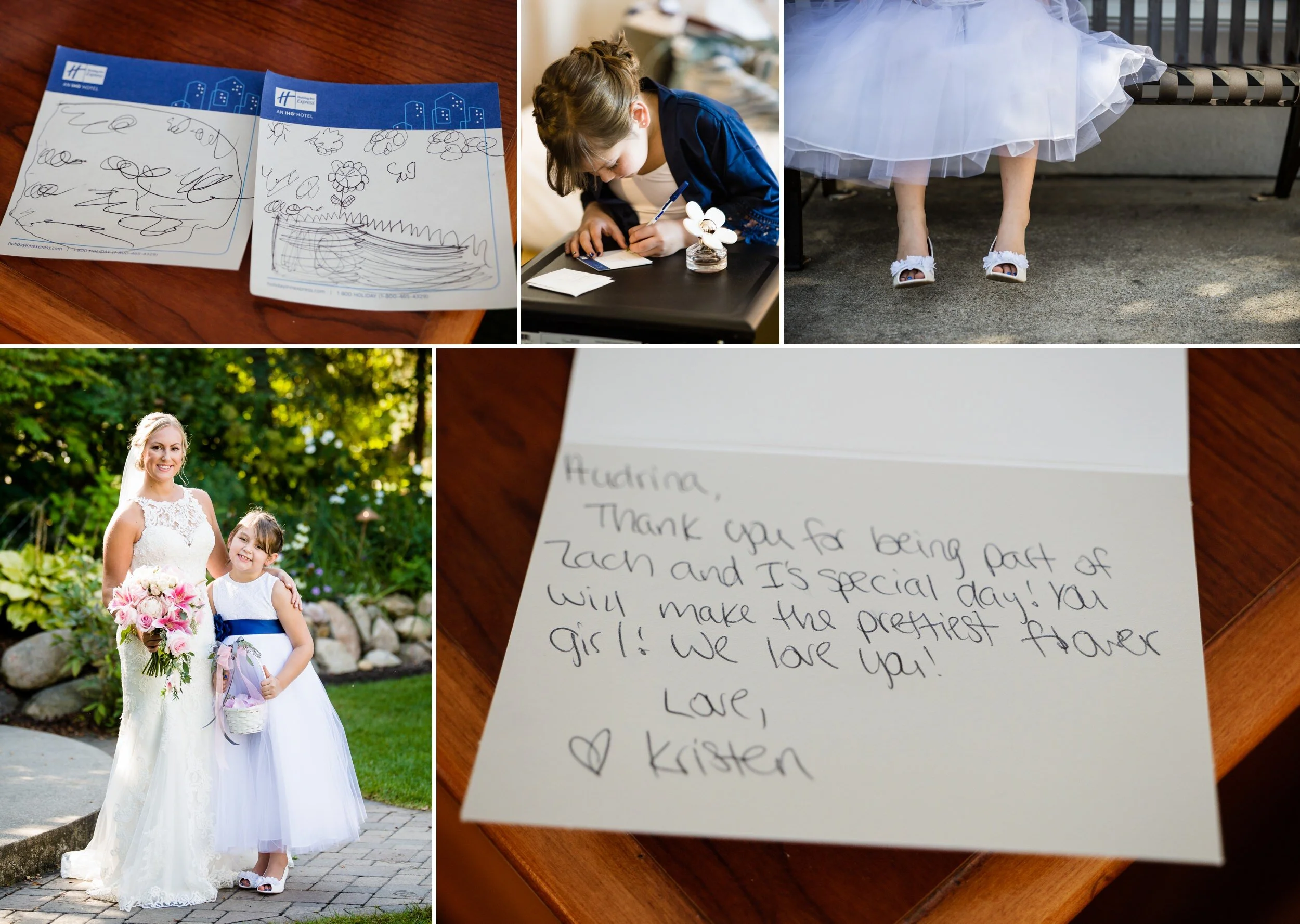 Bride with her flower girl at Aberdeen Manor Ballroom.