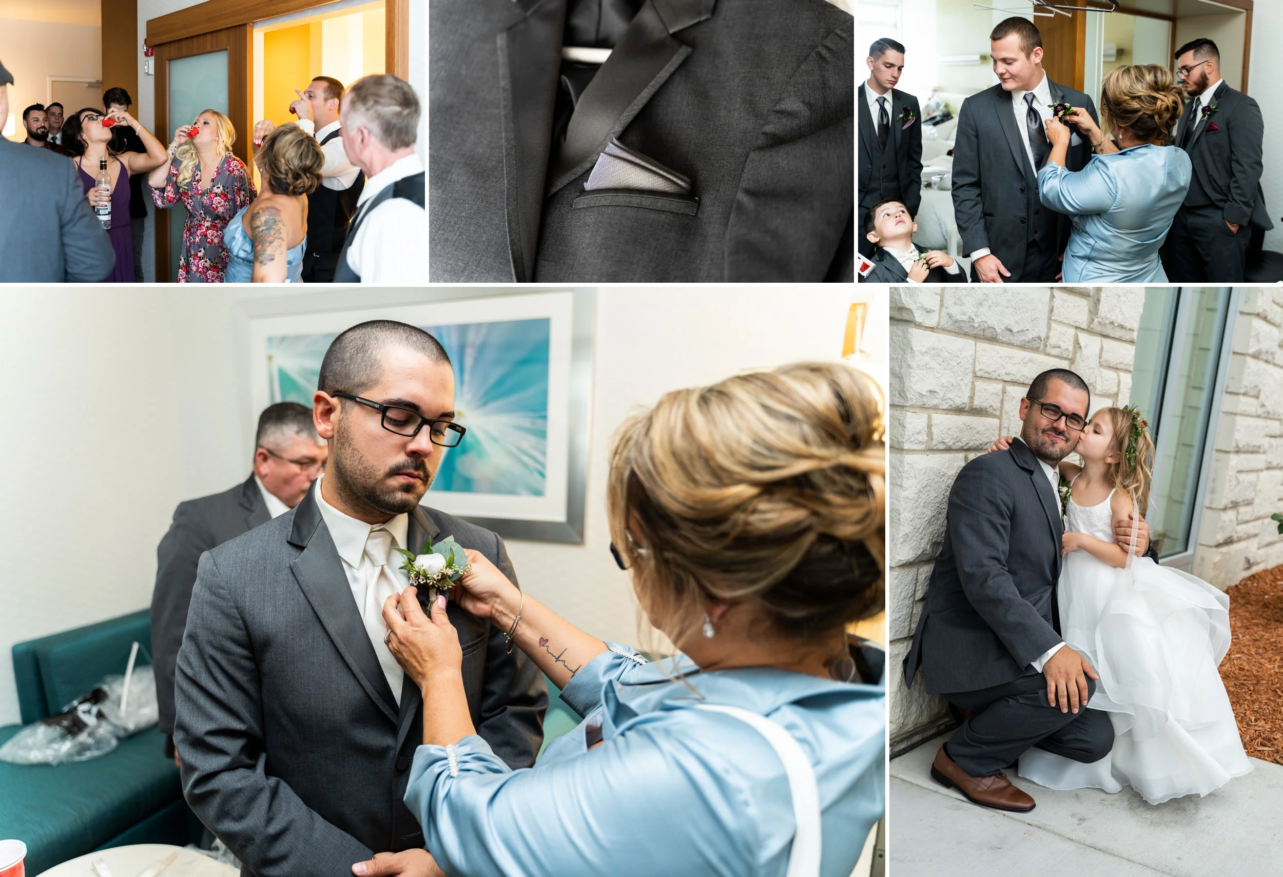 The groom gets ready for his wedding at Centennial Park.