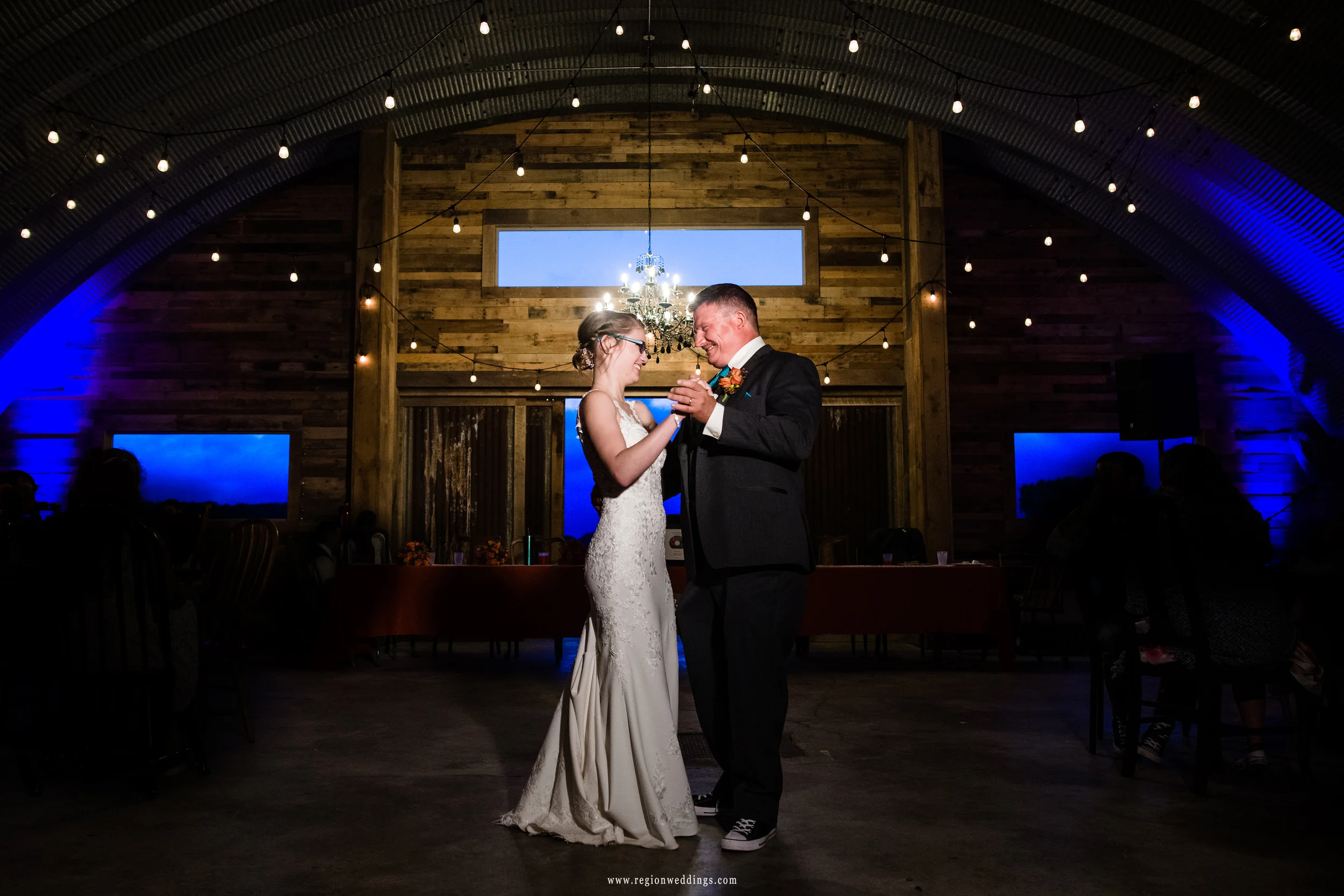 The father and daughter dance at Four Corners Winery.